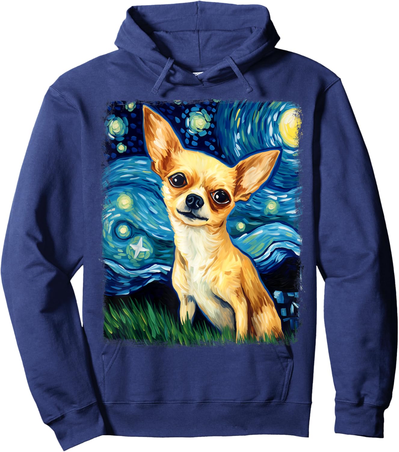 Chihuahua Dog Starry Night Painting Hoodie - Hoodie | Navy