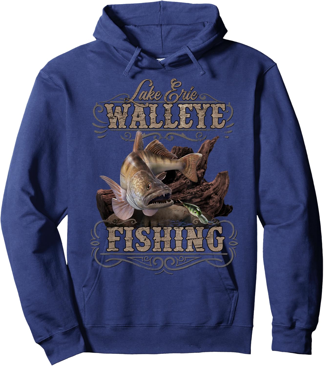 Lake Erie Walleye Fisherman Gift Hoodie - Hoodie | Navy