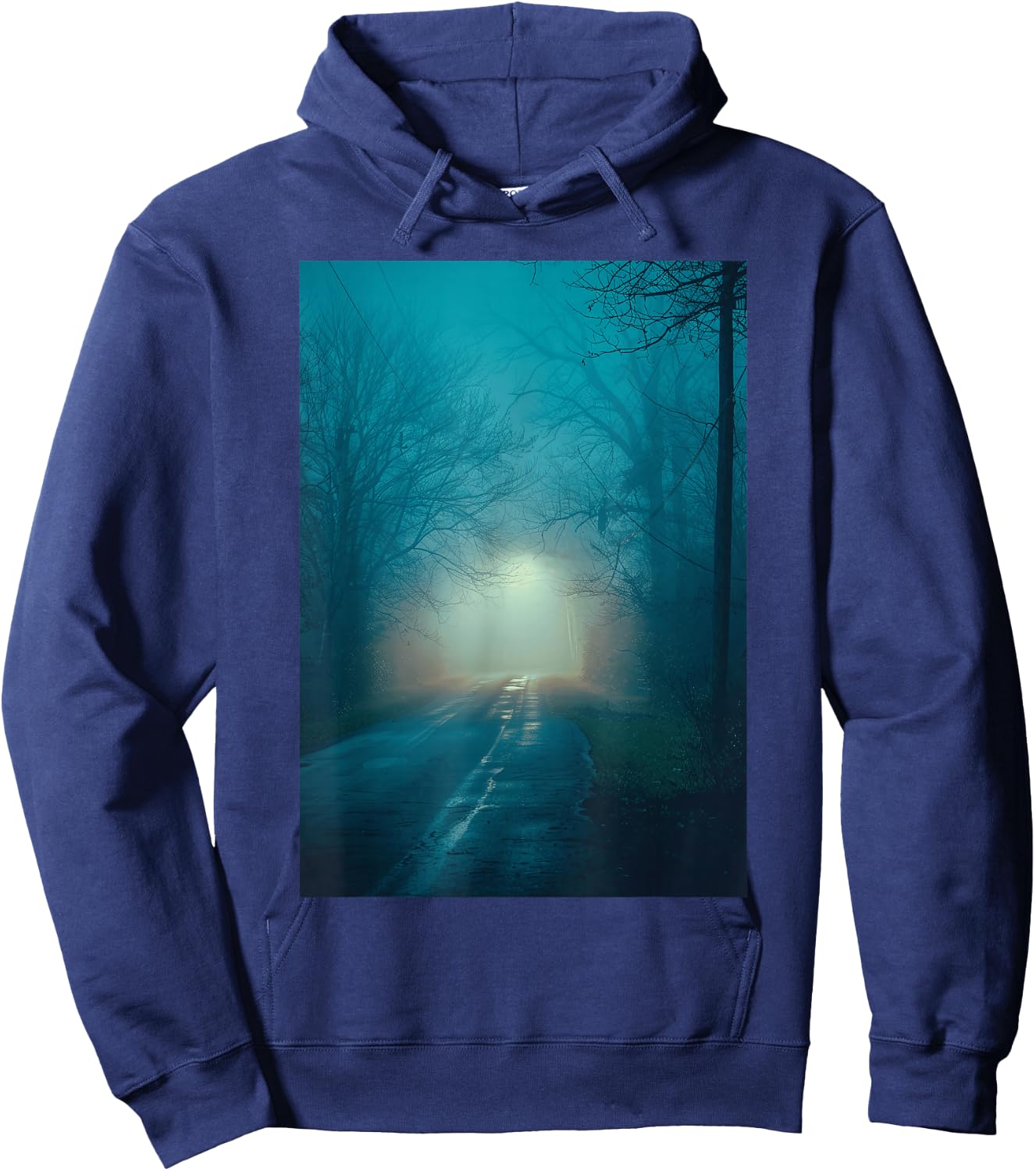 Liminal Room: Foggy Night Street Lighting Hoodie - Hoodie | Navy