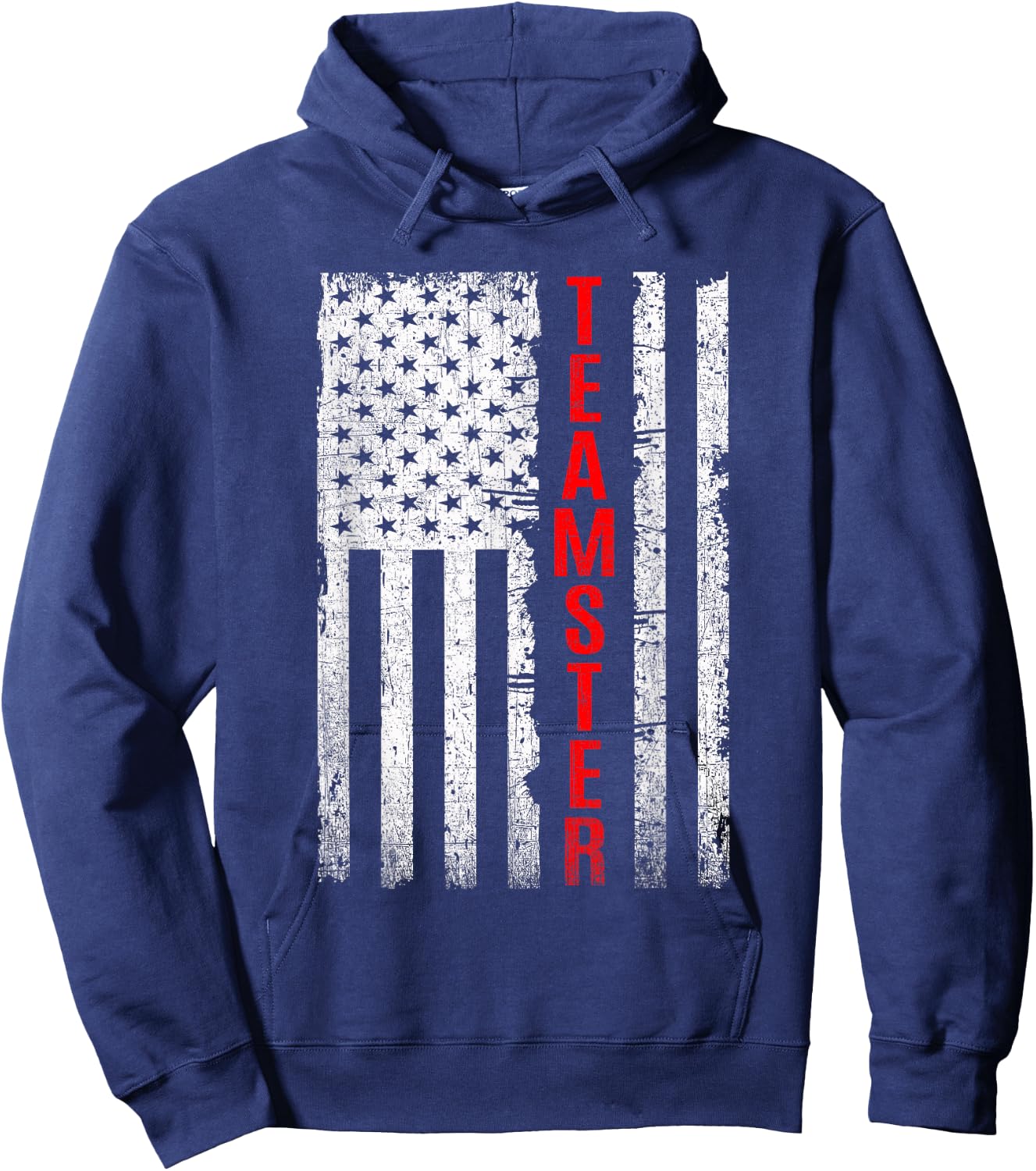 Teamster Proud American Flag Distressed Hoodie - Hoodie | Navy