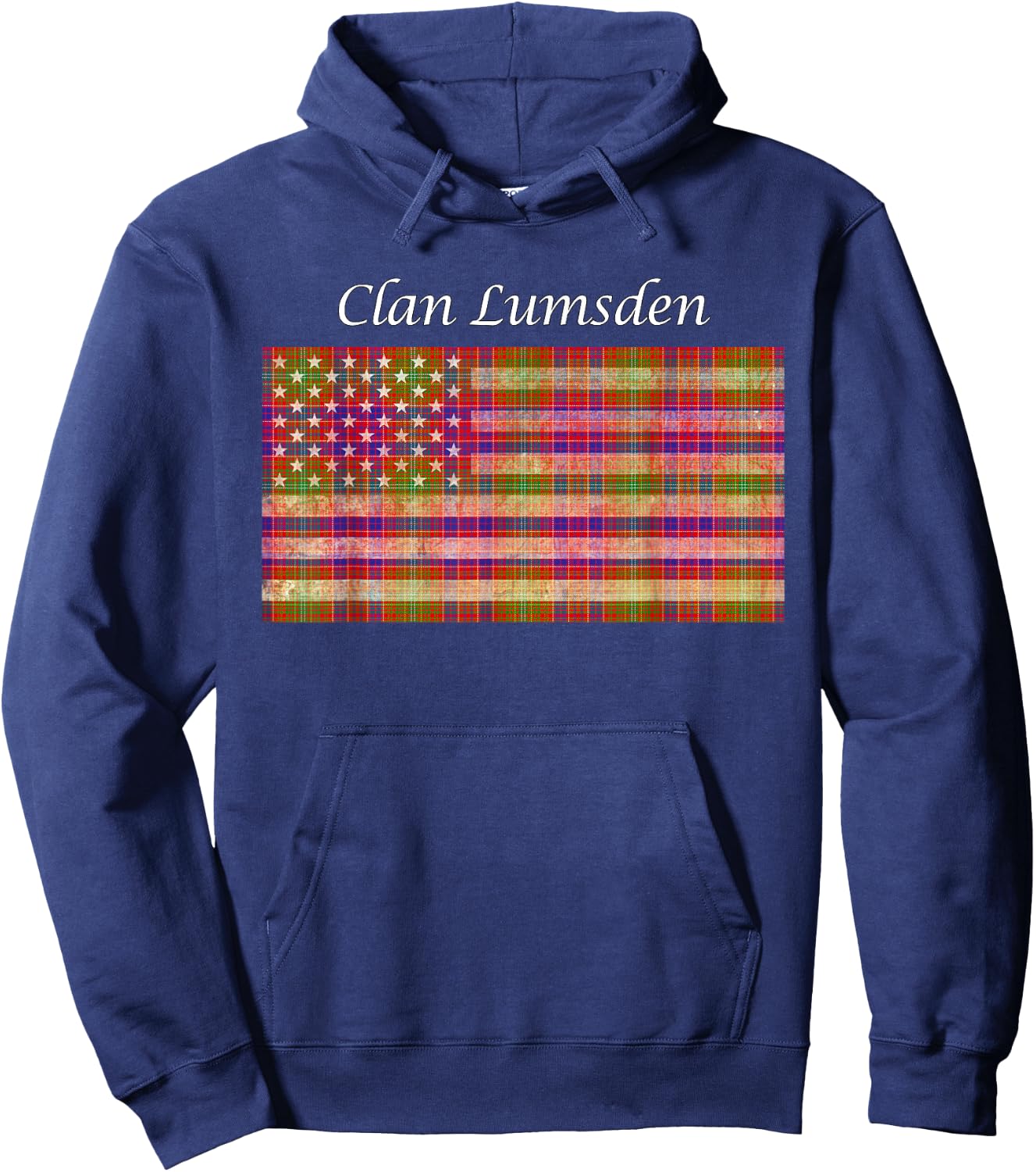 Clan Lumsden Scottish Tartan American Flag Hoodie - Hoodie | Navy