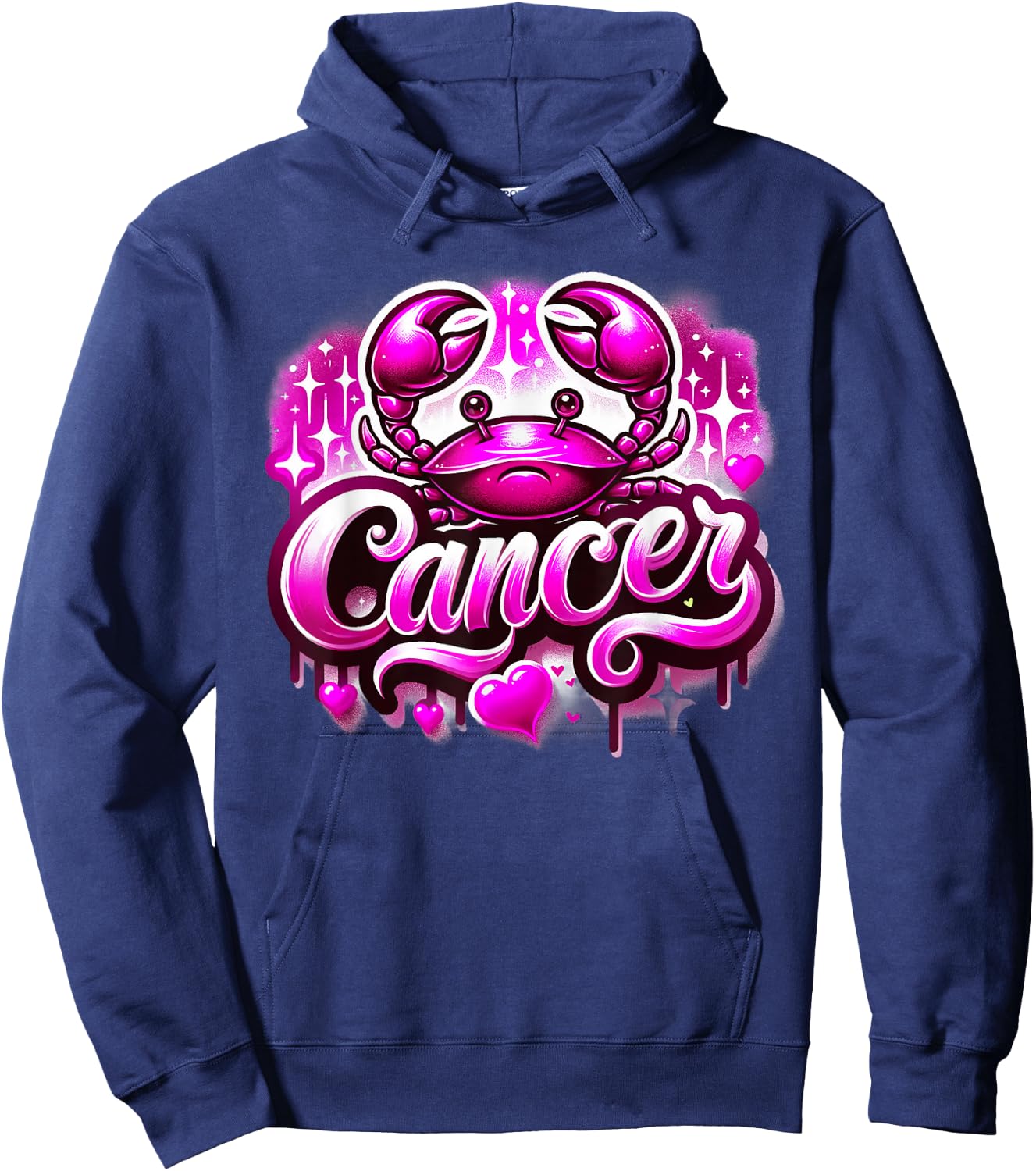 Pink Cancer Zodiac Star Sign Hoodie - Hoodie | Navy