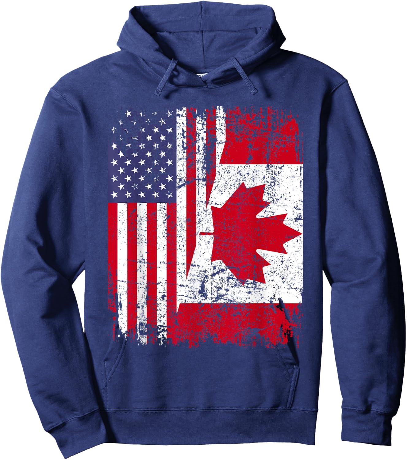 Canadian Roots | Half American Flag | Canada Hoodie - Hoodie | Navy