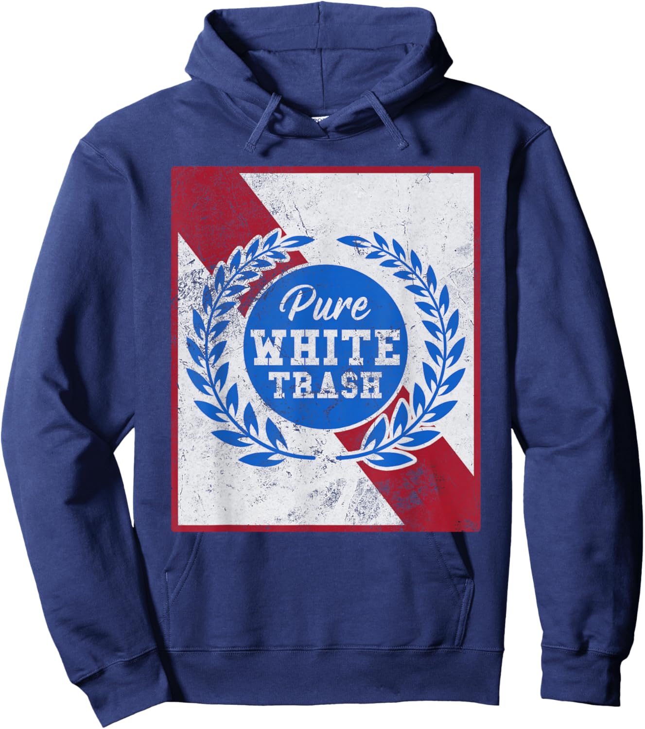 Pure White Trash Funny Redneck Distressed Hoodie - Hoodie | Navy