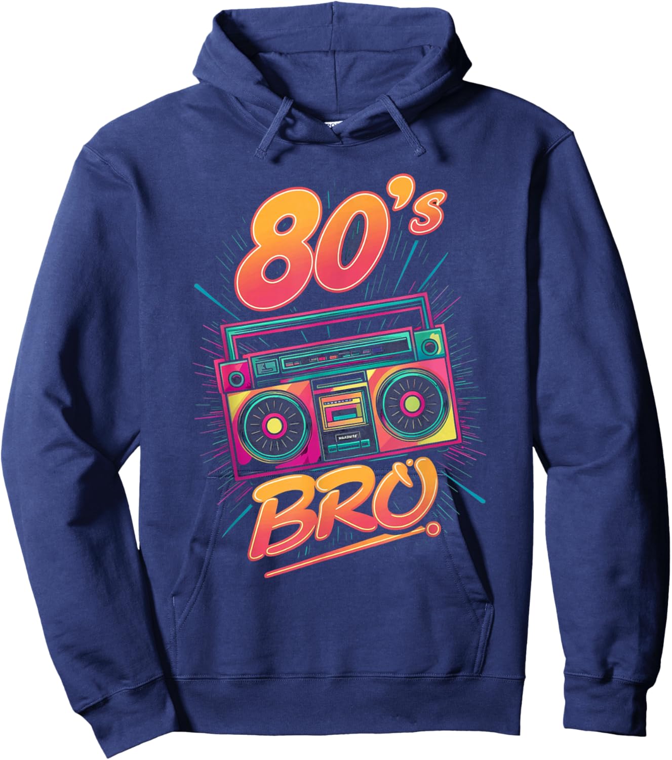 Retro 80s Bro Vintage Cassette Boom Box Hoodie - Hoodie | Navy