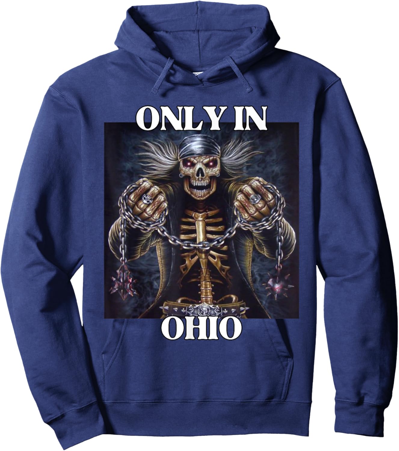 Ohio Funny Cringe Hard Skeleton Meme Hoodie - Hoodie | Navy
