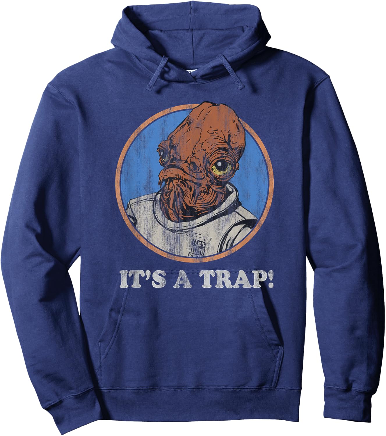Star Wars Admiral Ackbar It's A Trap Distressed Hoodie - Hoodie | Navy