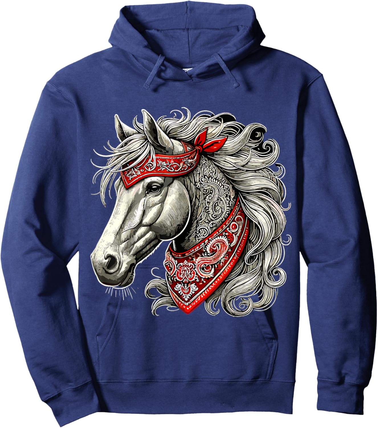 Horse with Bandana Hoodie - Hoodie | Navy