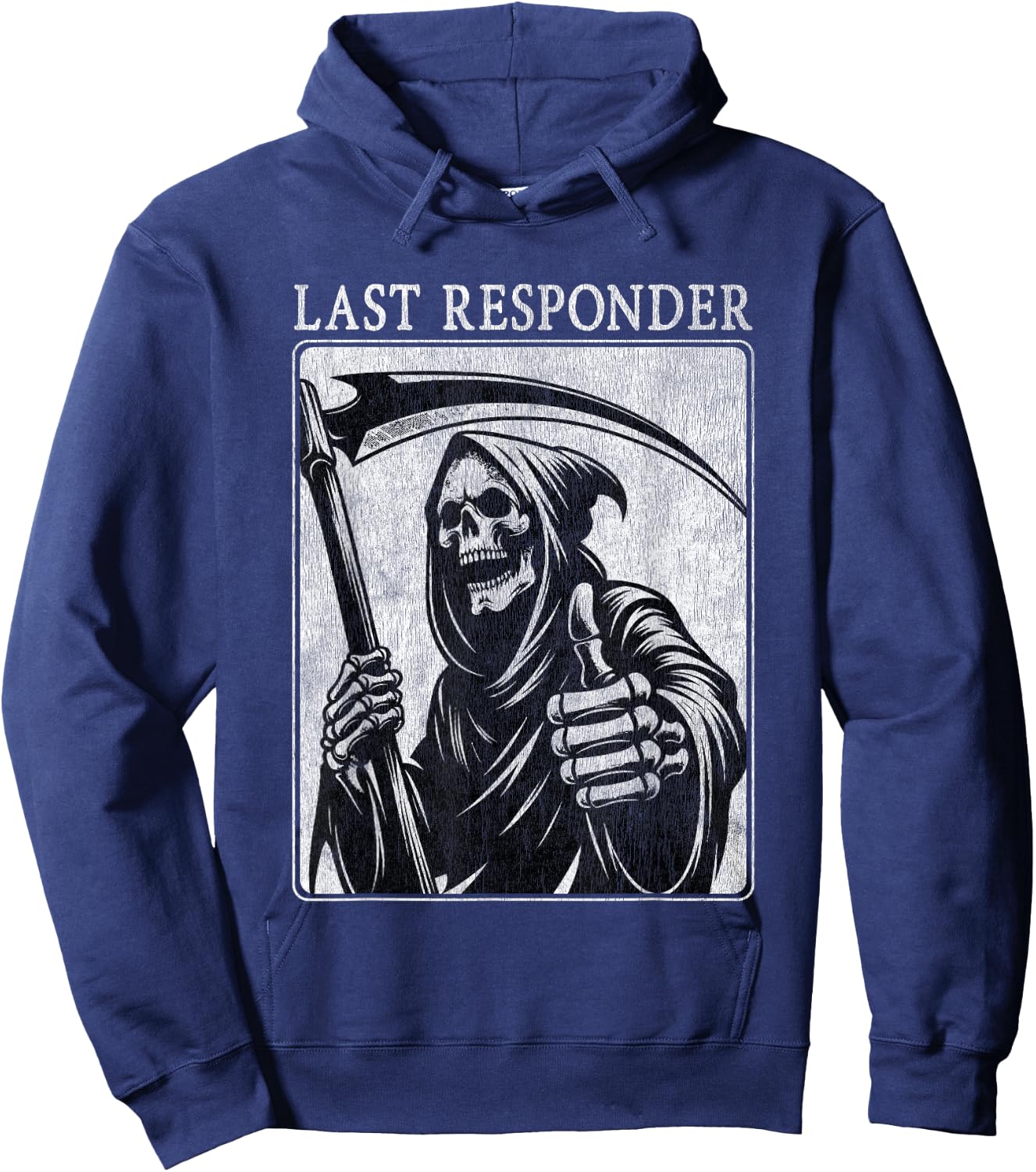 Last Responder Grim Reaper Distressed Hoodie - Hoodie | Navy