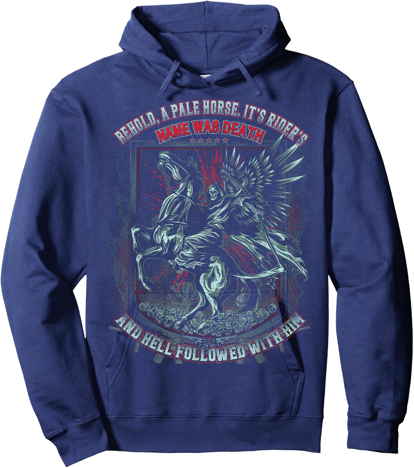 Pale Horse Rider His Name was Death Hoodie - Hoodie | Navy