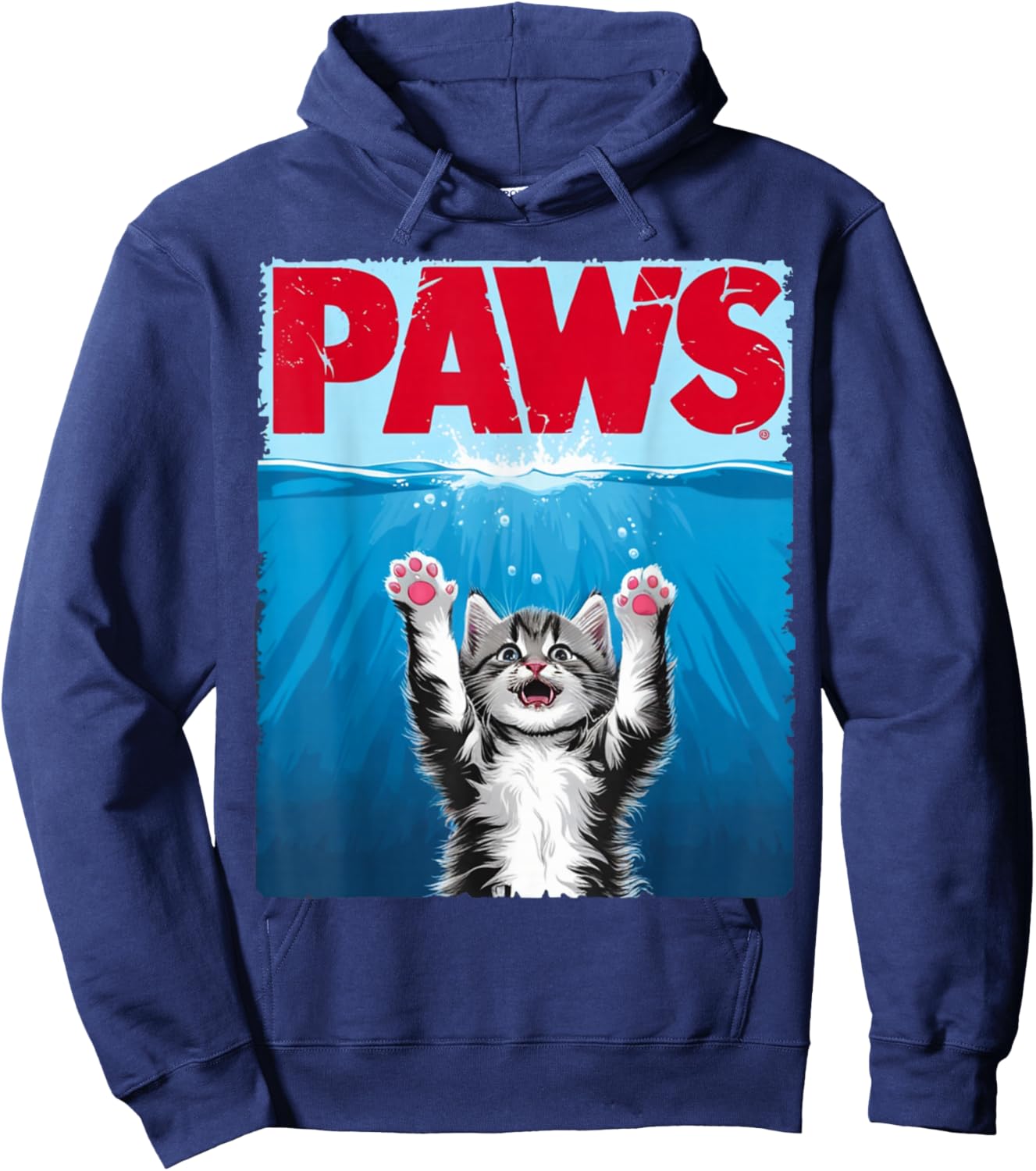 Paws Cat Cute Funny Cat Lover Parody Hoodie - Hoodie | Navy