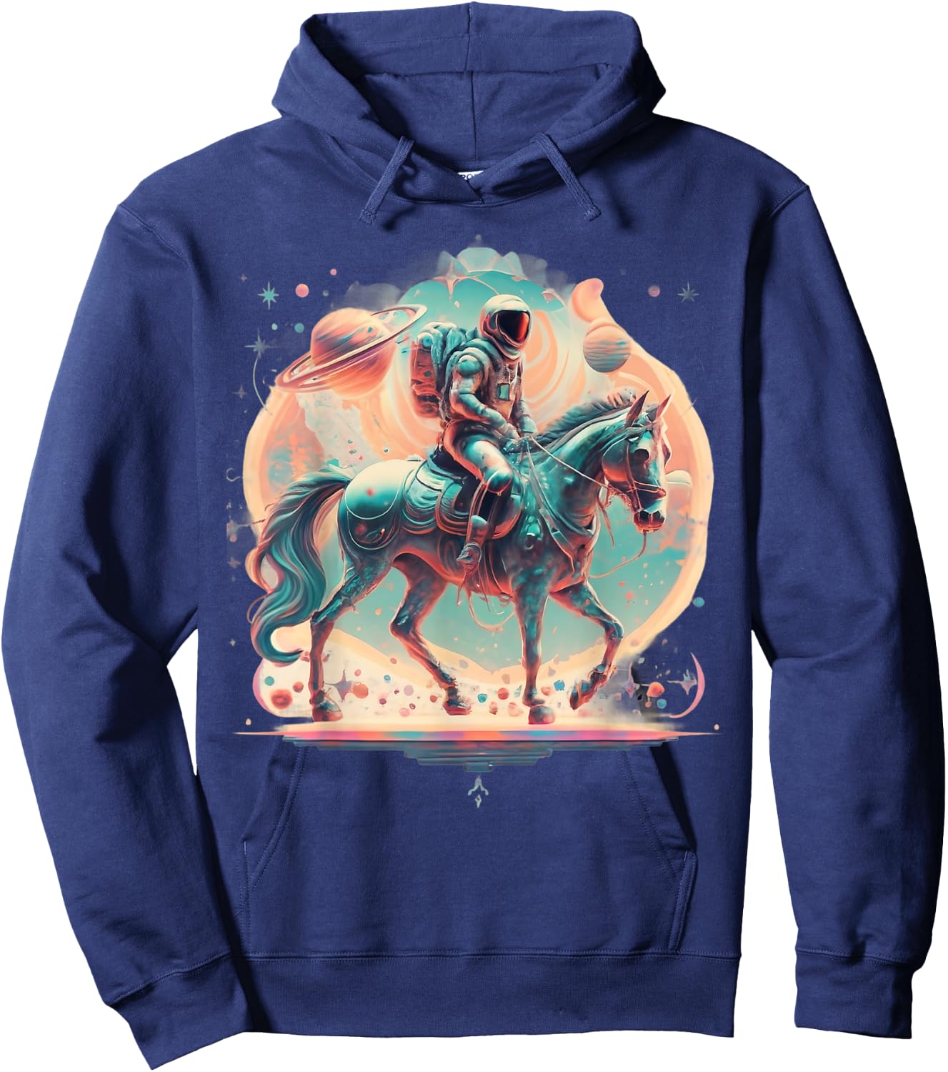 Astronaut Cowboy Riding a Horse in Space Hoodie - Hoodie | Navy