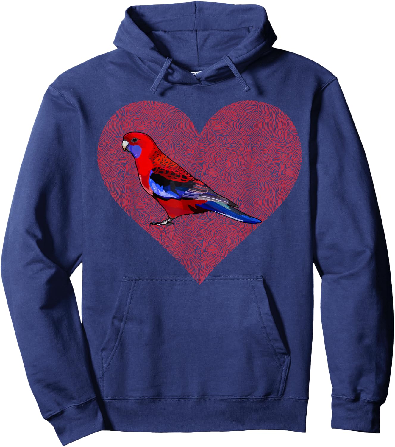 Rosella Valentines Day Bird Love Fingerprint Hoodie - Hoodie | Navy
