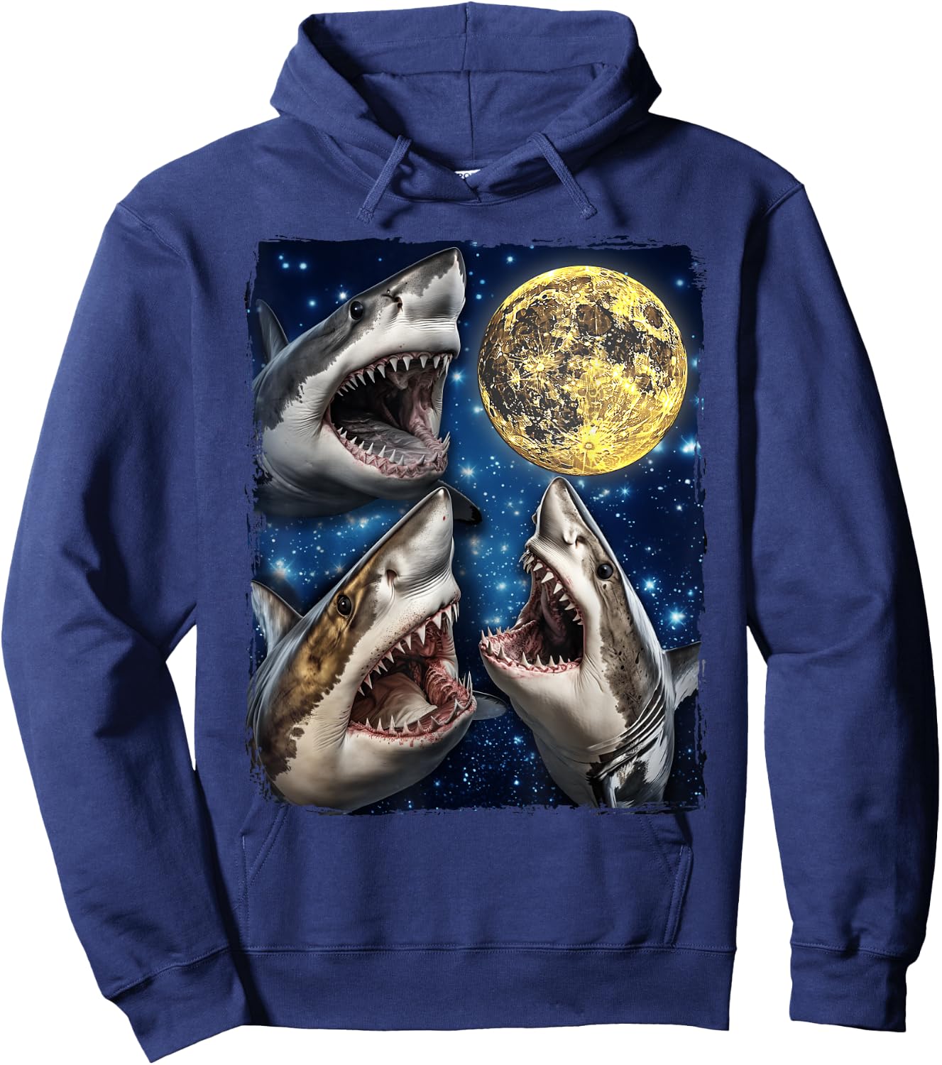 Sharks Howling At The Moon Hoodie - Hoodie | Navy