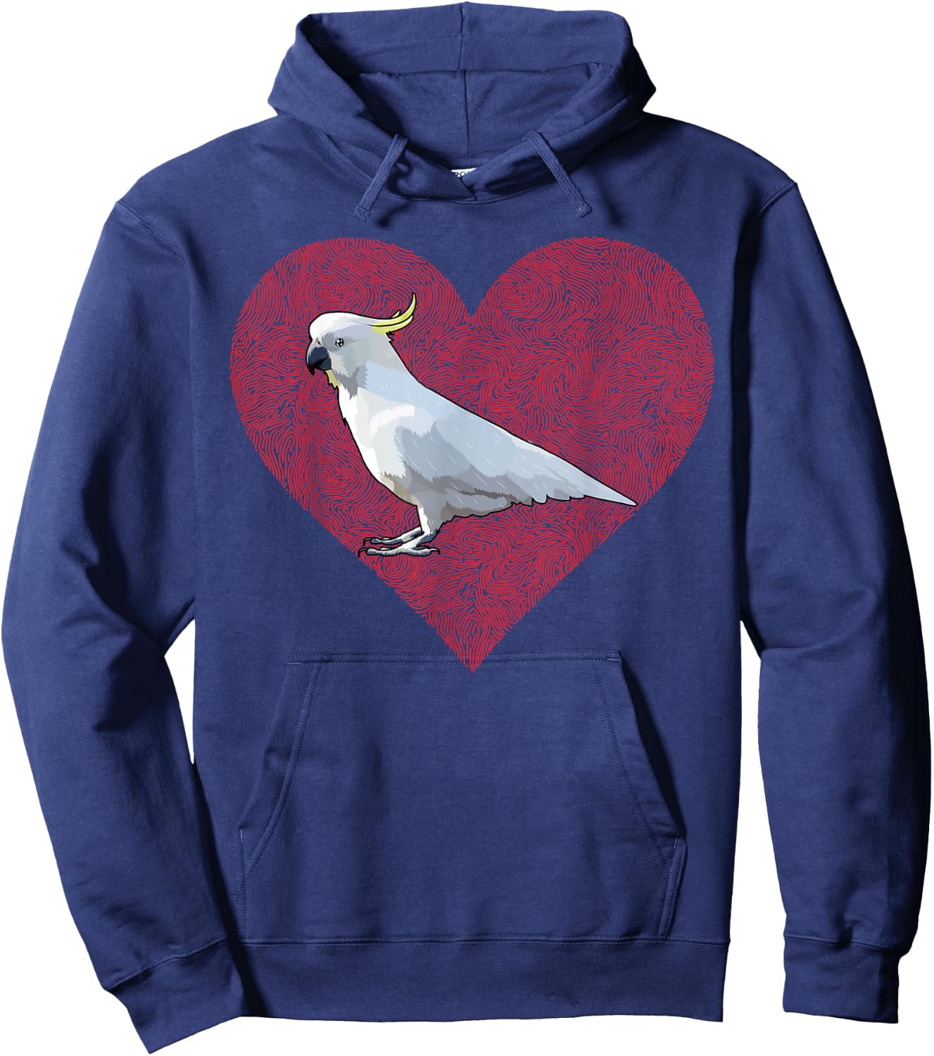 Cockatoo Valentines Day Bird Love Fingerprint Hoodie - Hoodie | Navy