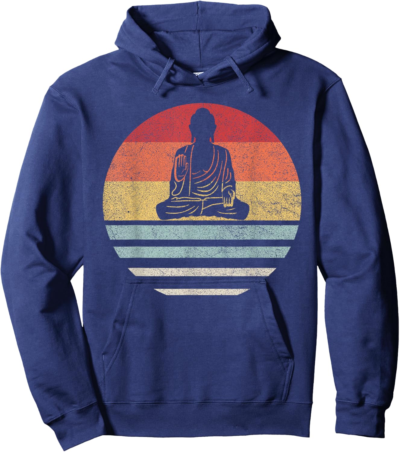 Vintage Retro Buddha Ying and Yang Zen Yoga Hoodie - Hoodie | Navy
