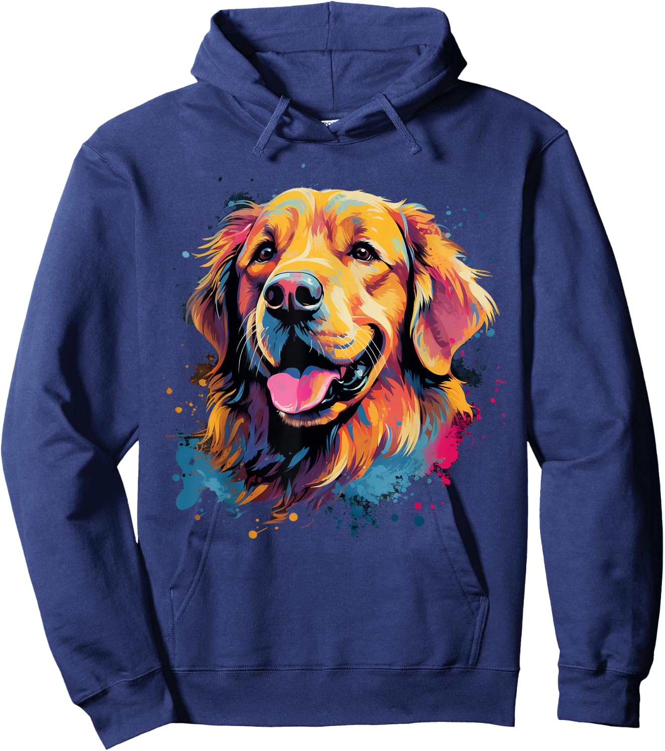Colorful Golden Retriever Dog Hoodie - Hoodie | Navy