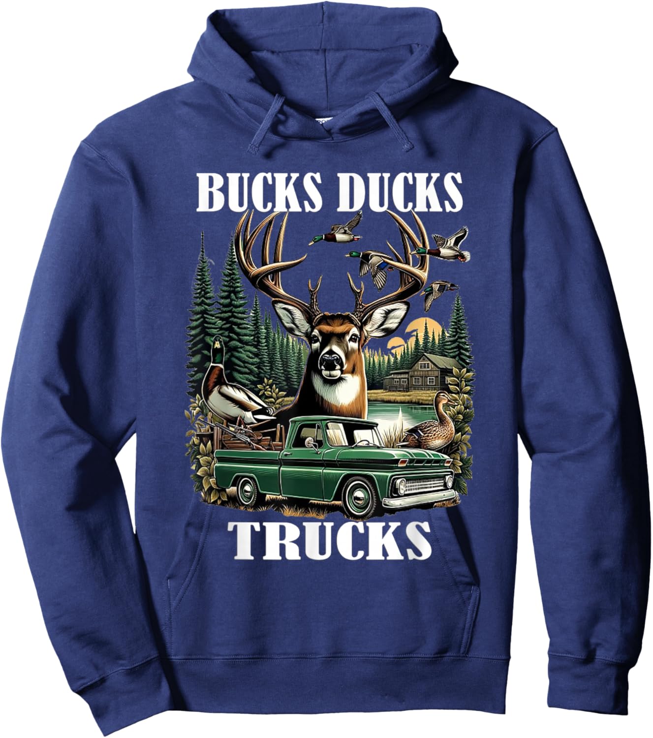 Ducks Bucks Trucks Hunter Hoodie - Hoodie | Navy