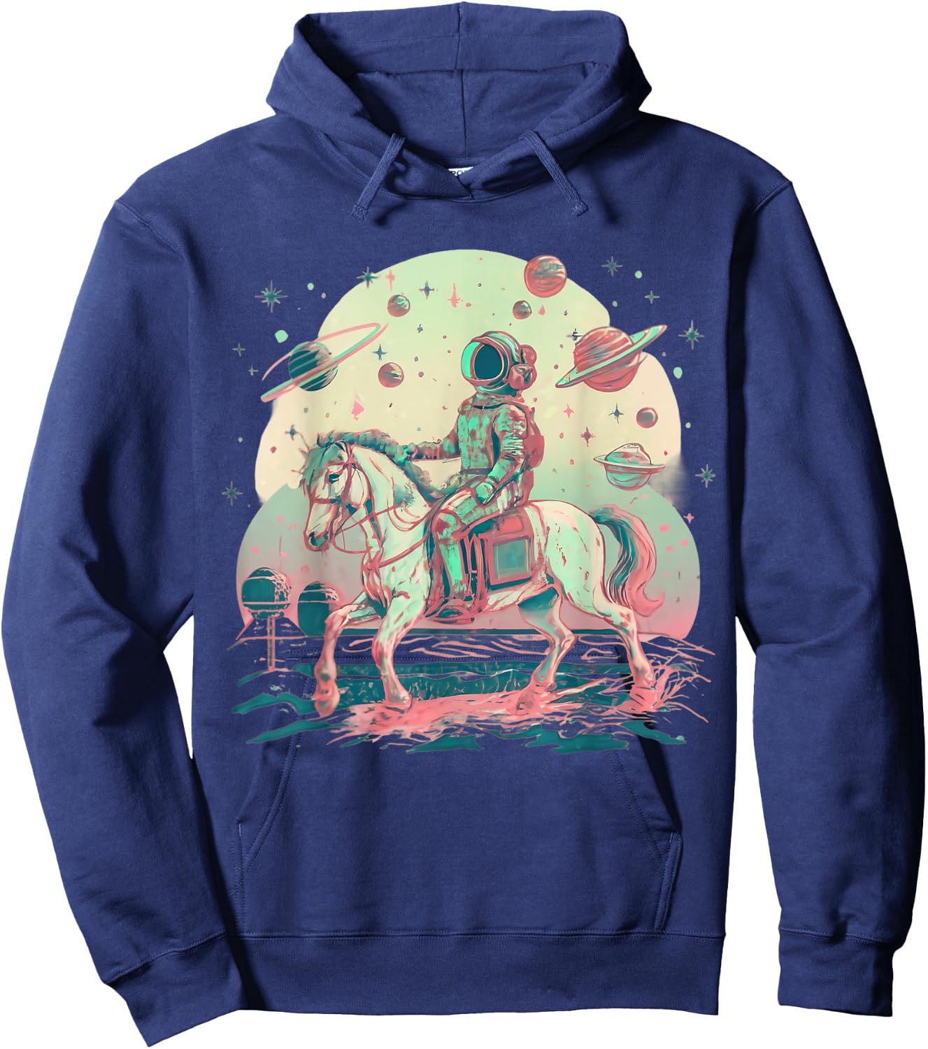 Astronaut Cowboy Riding a Horse in Space Hoodie - Hoodie | Navy