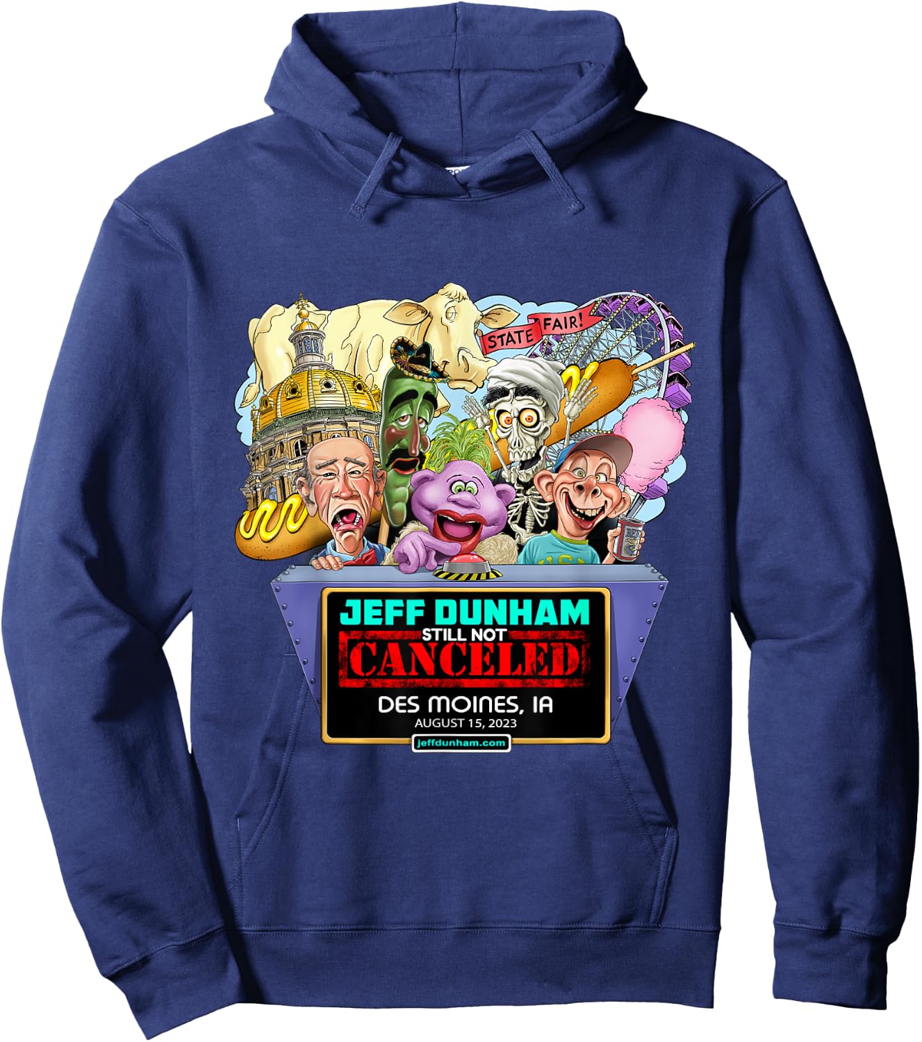 Jeff Dunham Des Moines, IA (2023) Hoodie - Hoodie | Navy