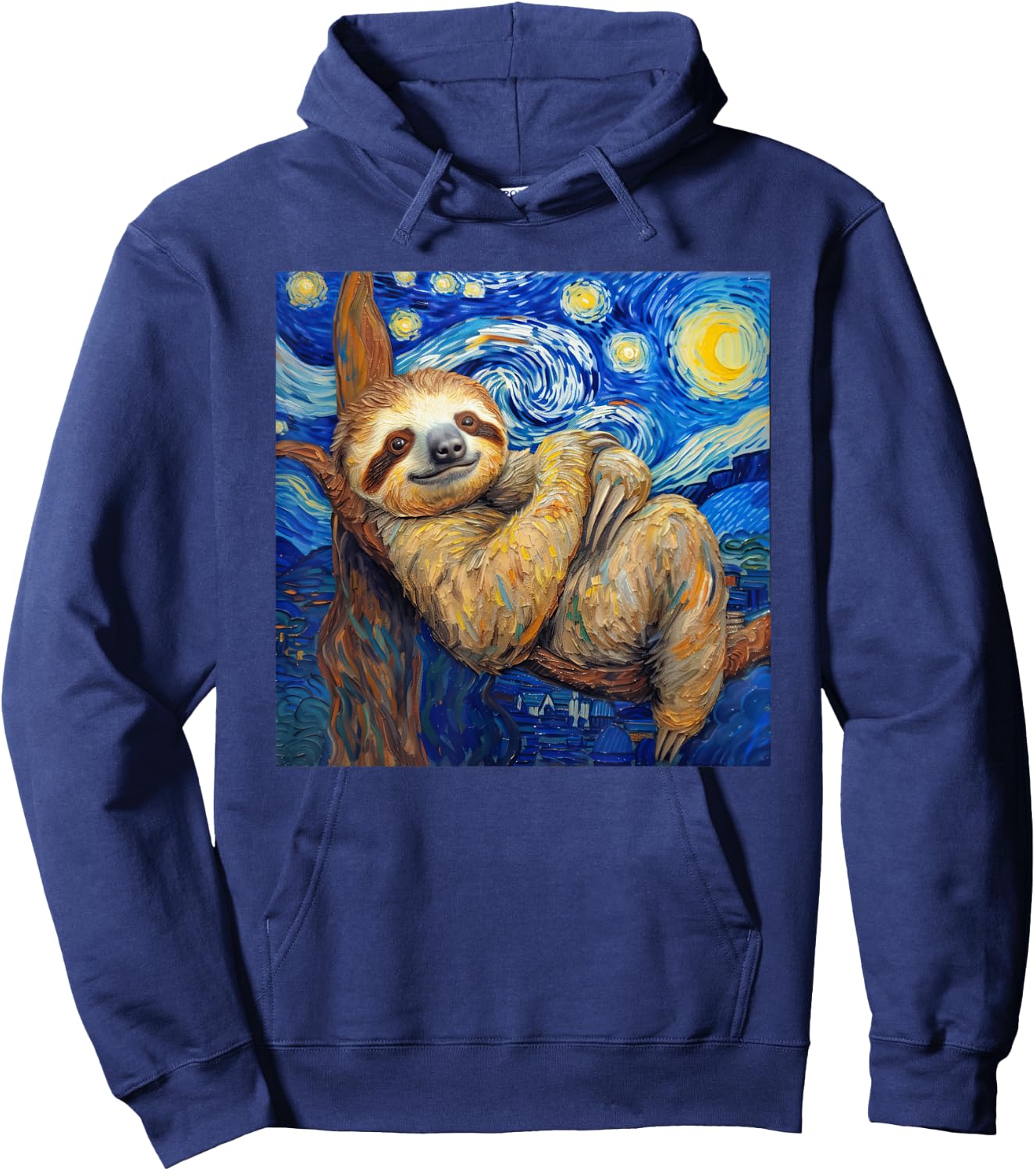 Sloth Van Gogh Style Starry Night Hoodie - Hoodie | Navy
