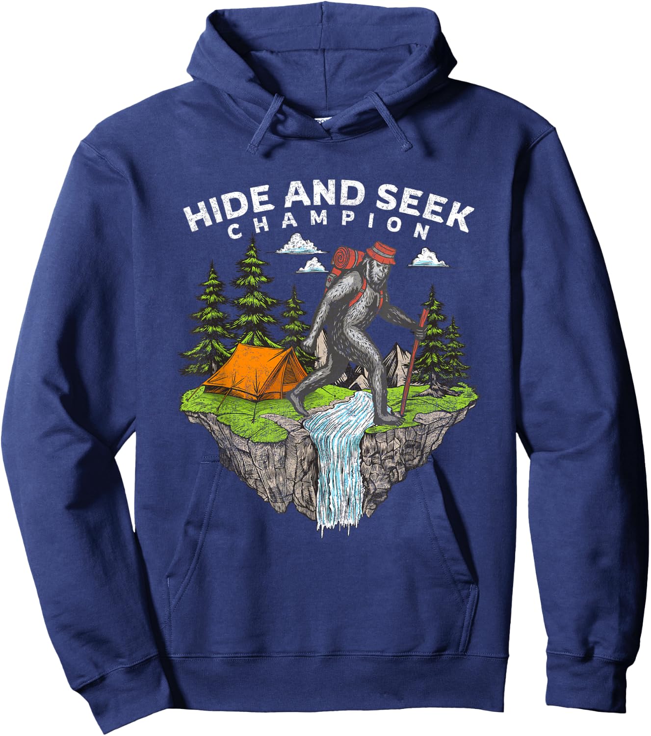 Funny Bigfoot Hide and Seek Champion Hoodie - Hoodie | Navy
