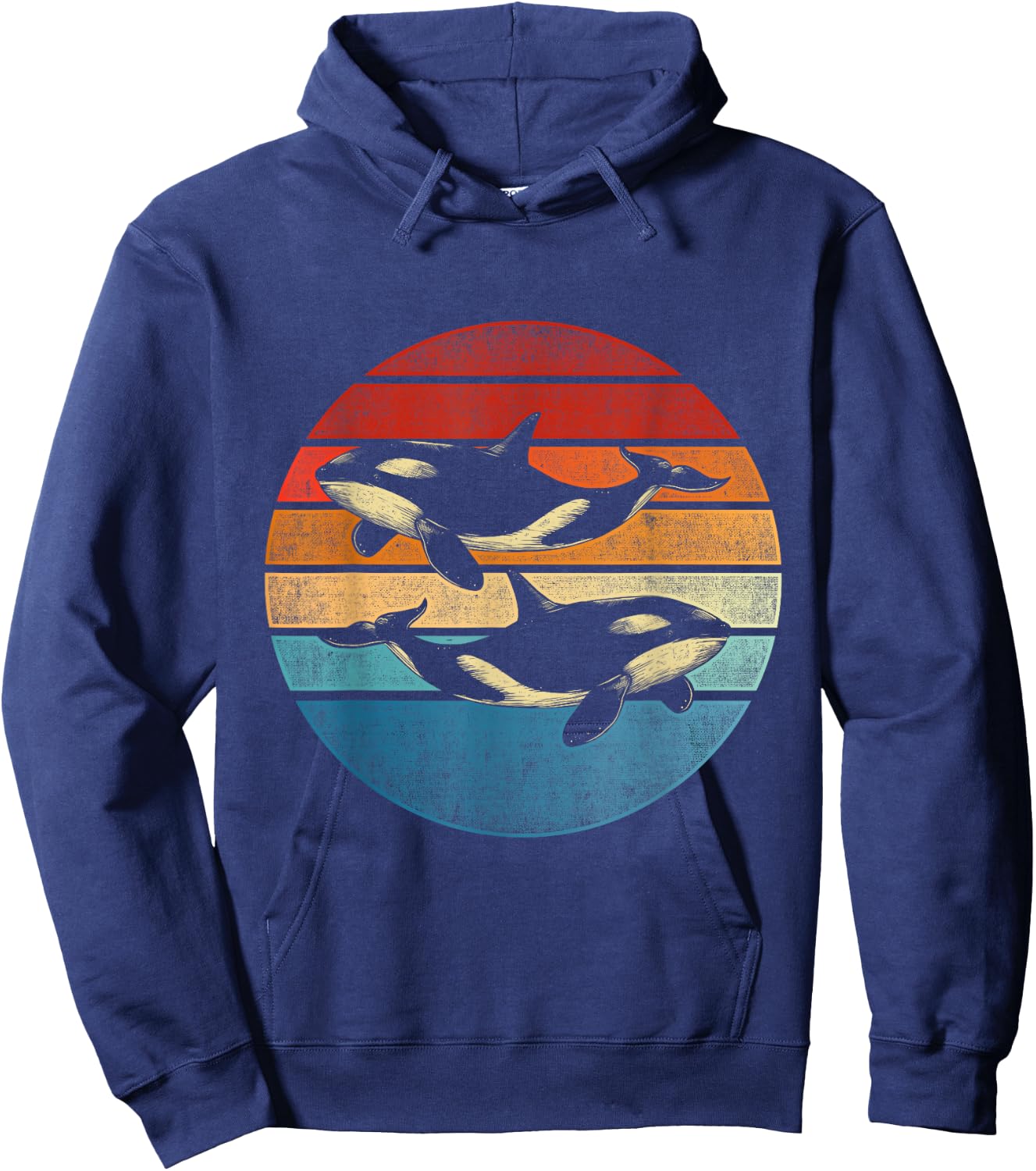 Retro Killer Whale Hoodie - Hoodie | Navy