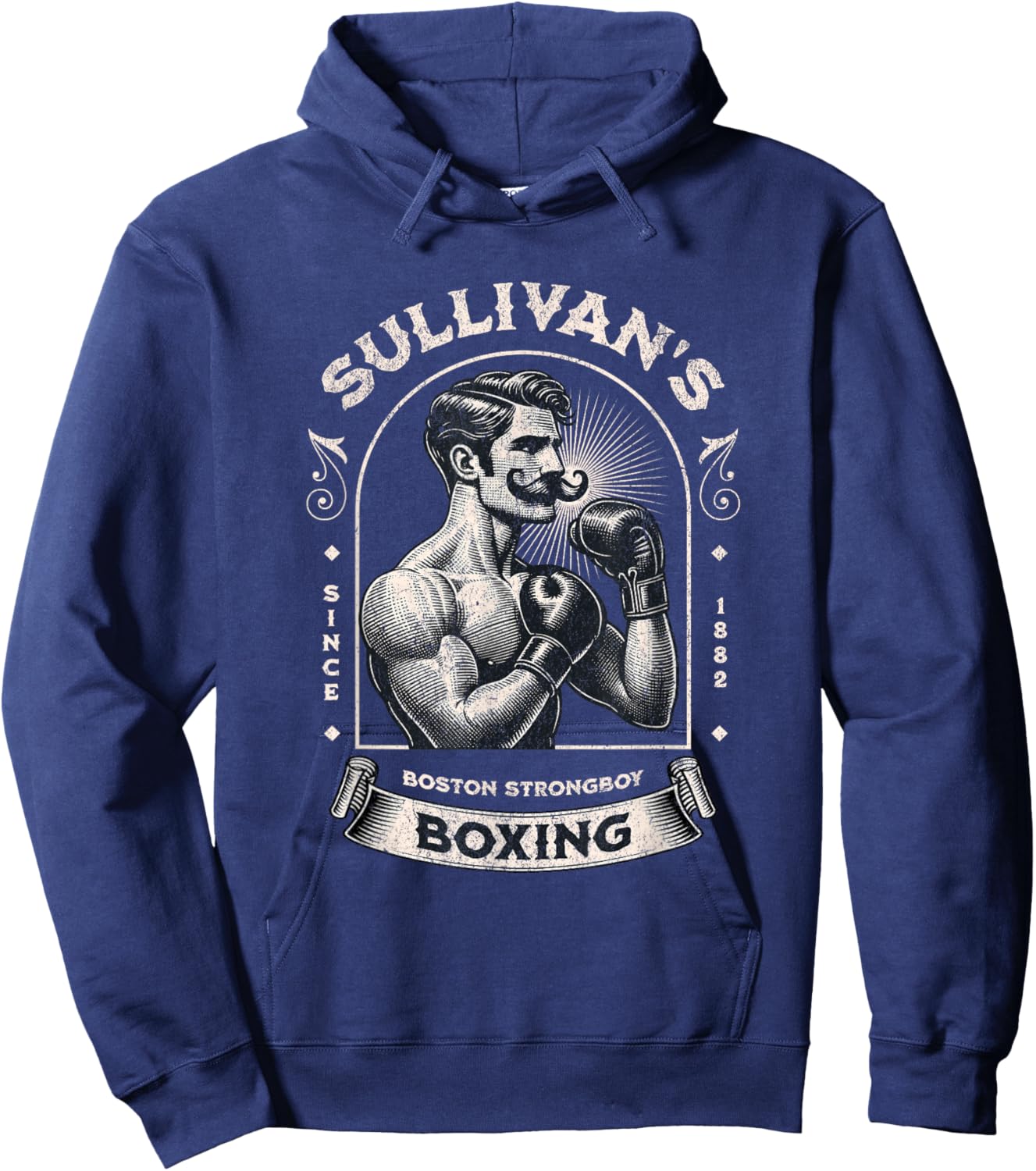 Vintage Boston Strongboy Boxing Hoodie - Hoodie | Navy