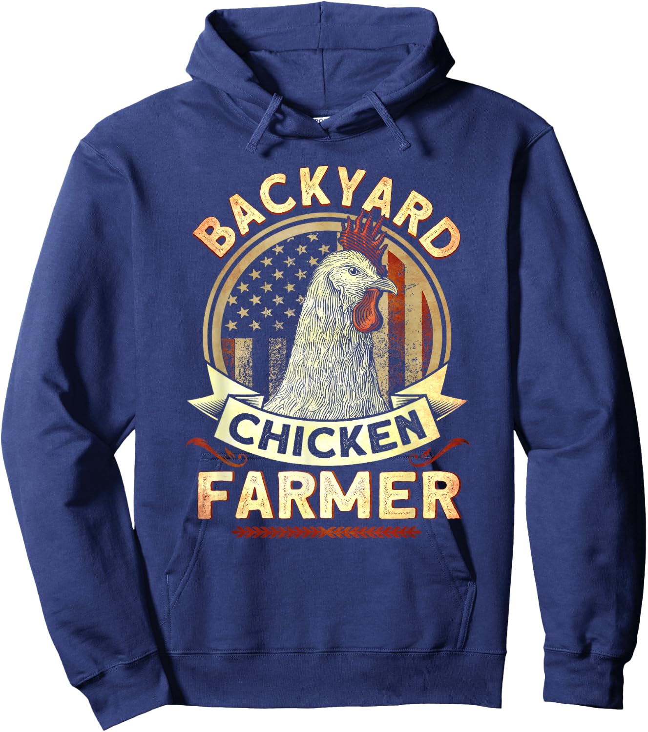 Backyard Chicken Farmer 4th of July USA Flag Hoodie - Hoodie | Navy