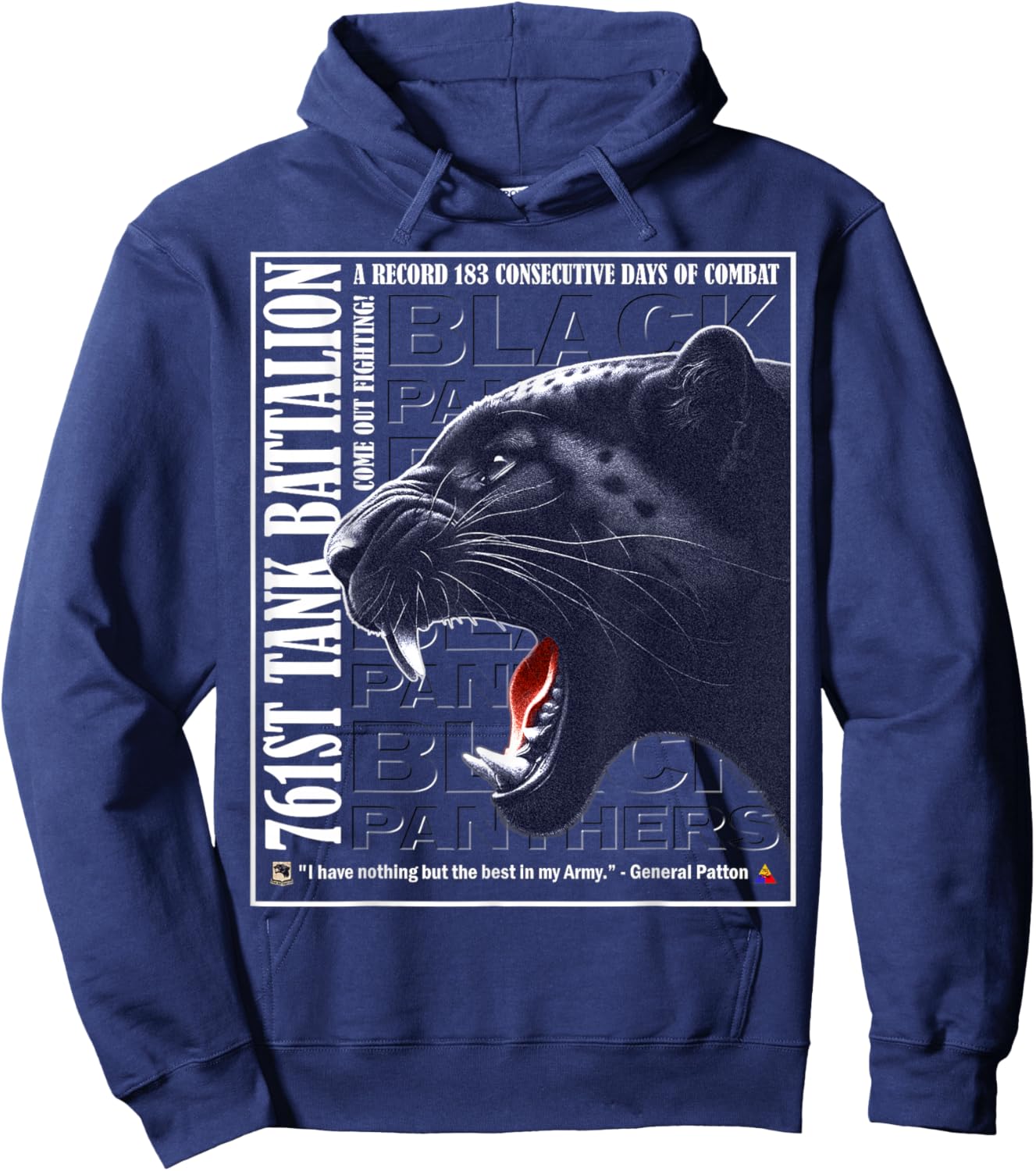 761st Tank Battalion Black Panthers WWII Valor Hoodie - Hoodie | Navy
