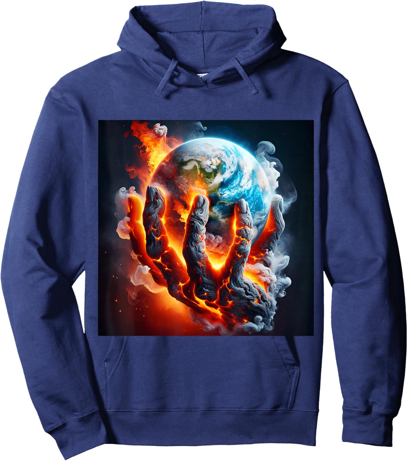 Fantasy Cute Hand Earth Lava Hoodie - Hoodie | Navy