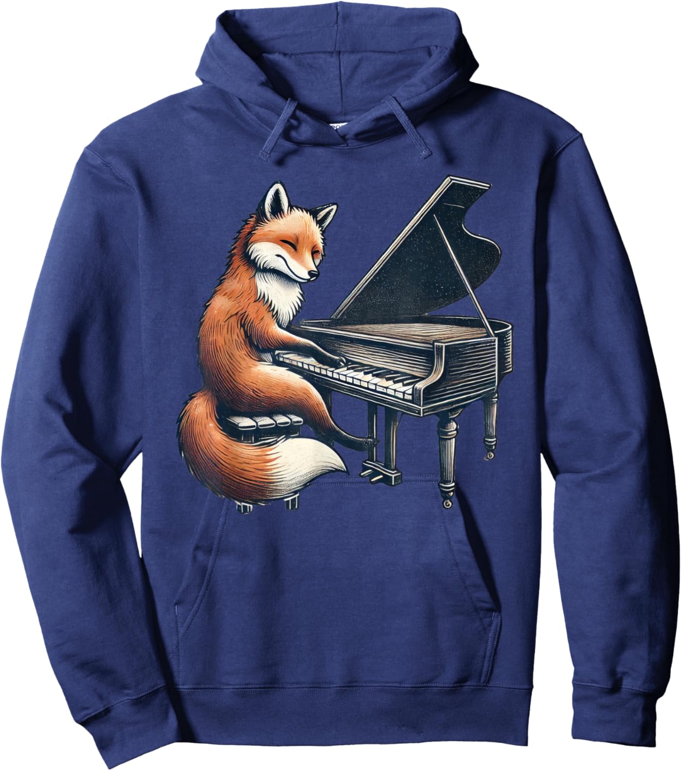 Cute Fox Playing Piano Foxes Musician Music Hoodie - Hoodie | Navy