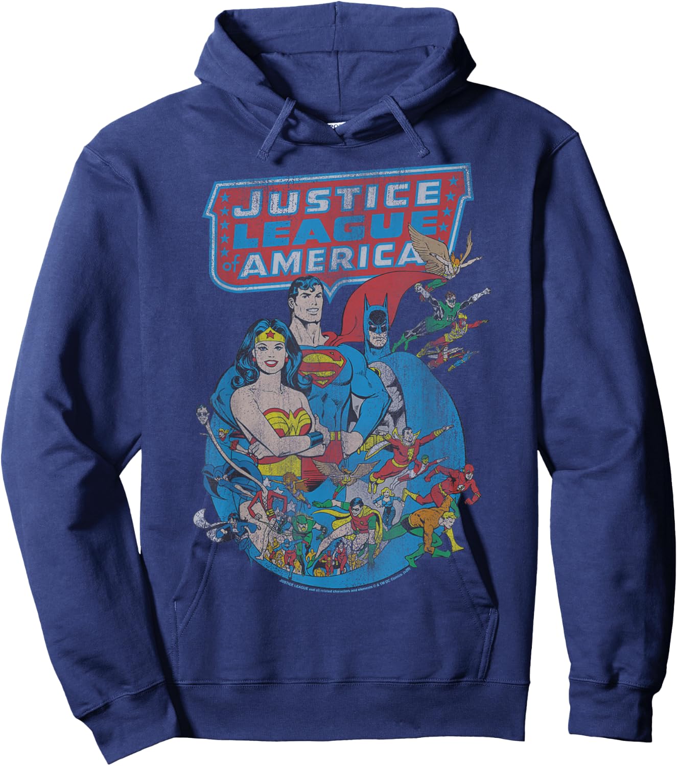 DC Comics Justice League Retro Poster Hoodie - Hoodie | Navy