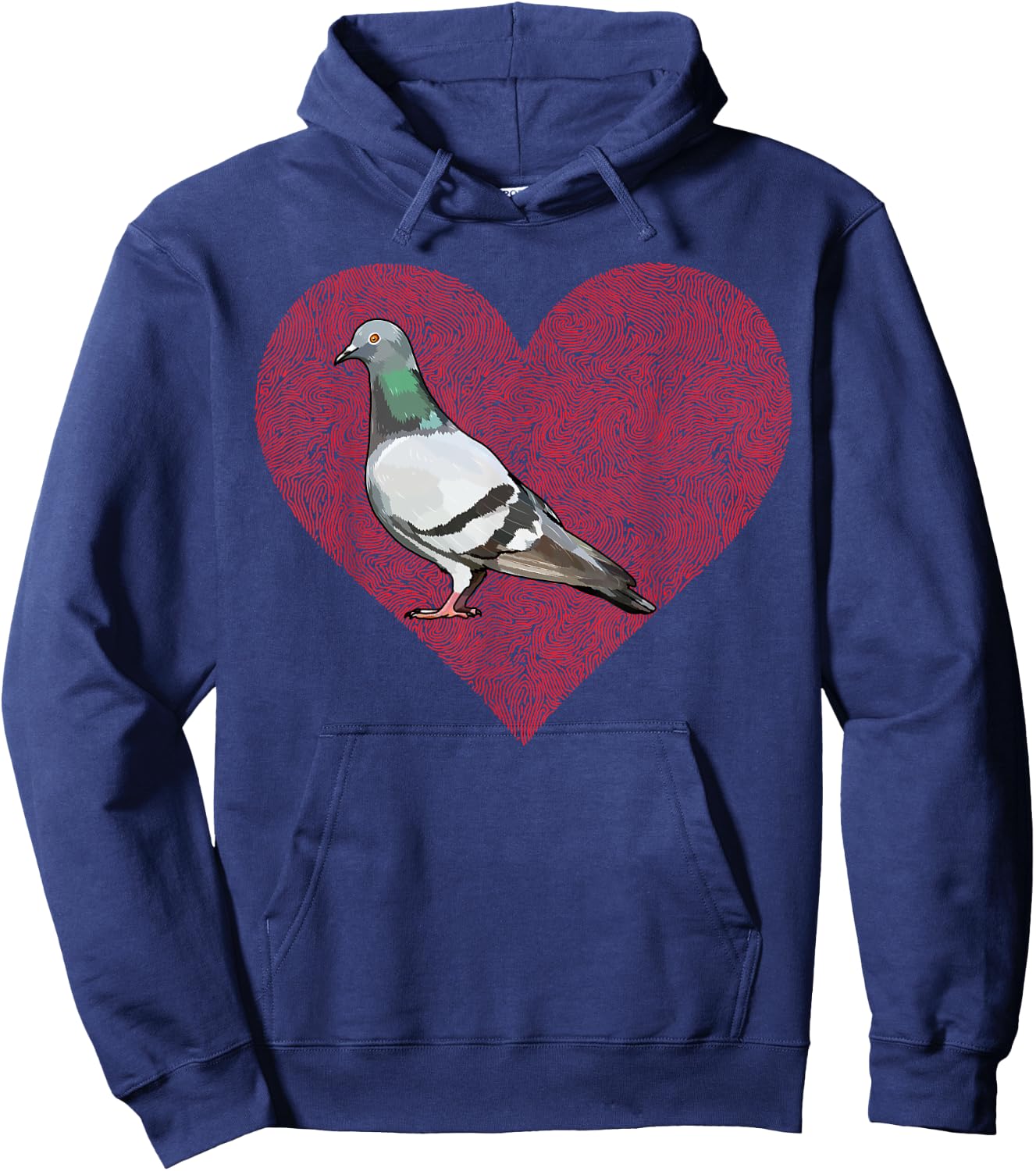 Pigeon Valentines Day Bird Love Fingerprint Hoodie - Hoodie | Navy