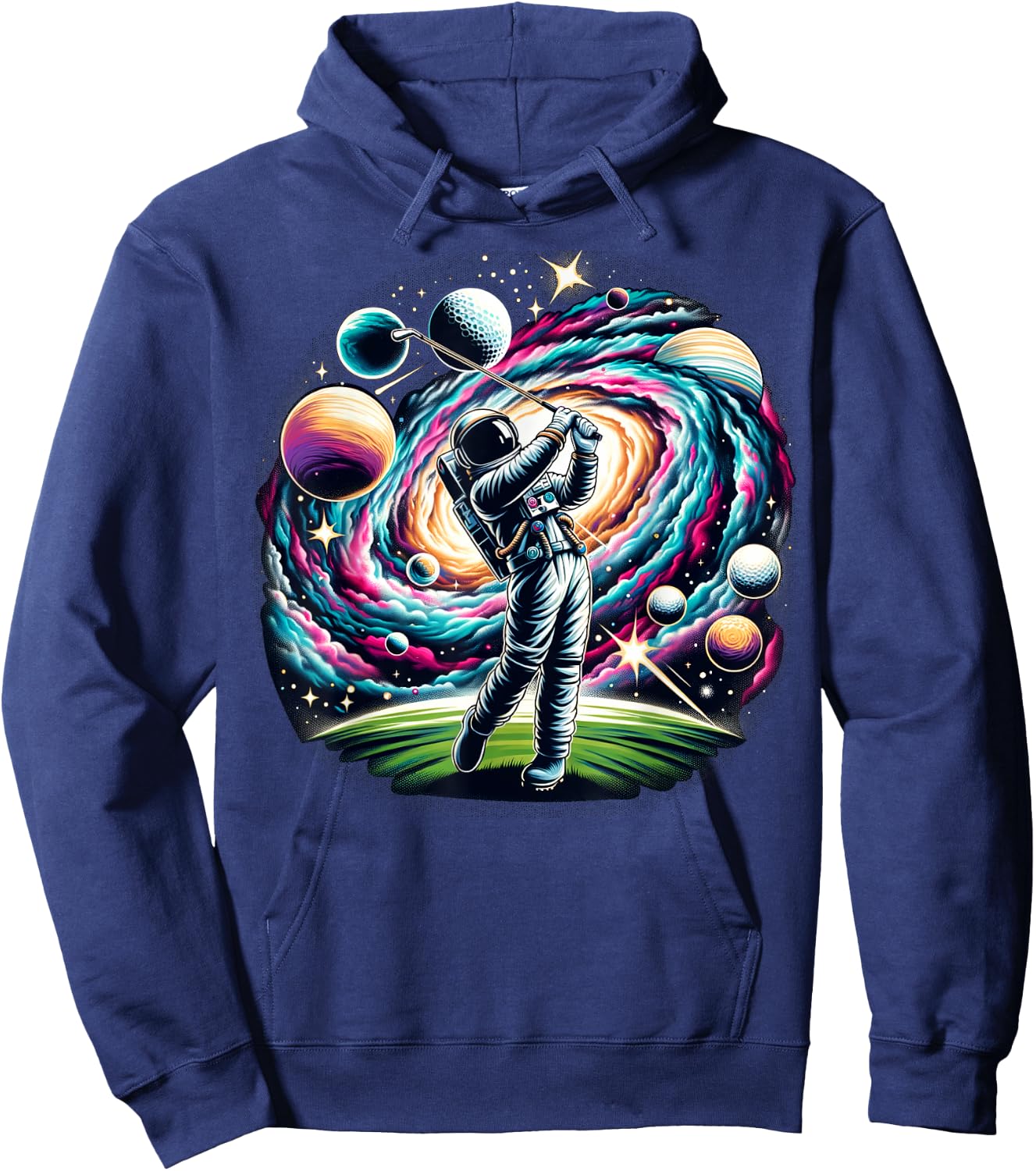 Funny Space Golf Astronaut on Golfer Hoodie - Hoodie | Navy