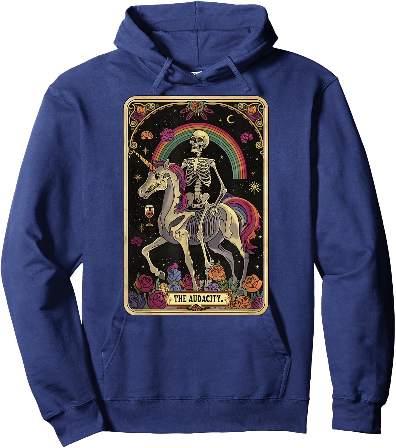 The Audacity Skeleton Tarot Card Graphic Hoodie - Hoodie | Navy