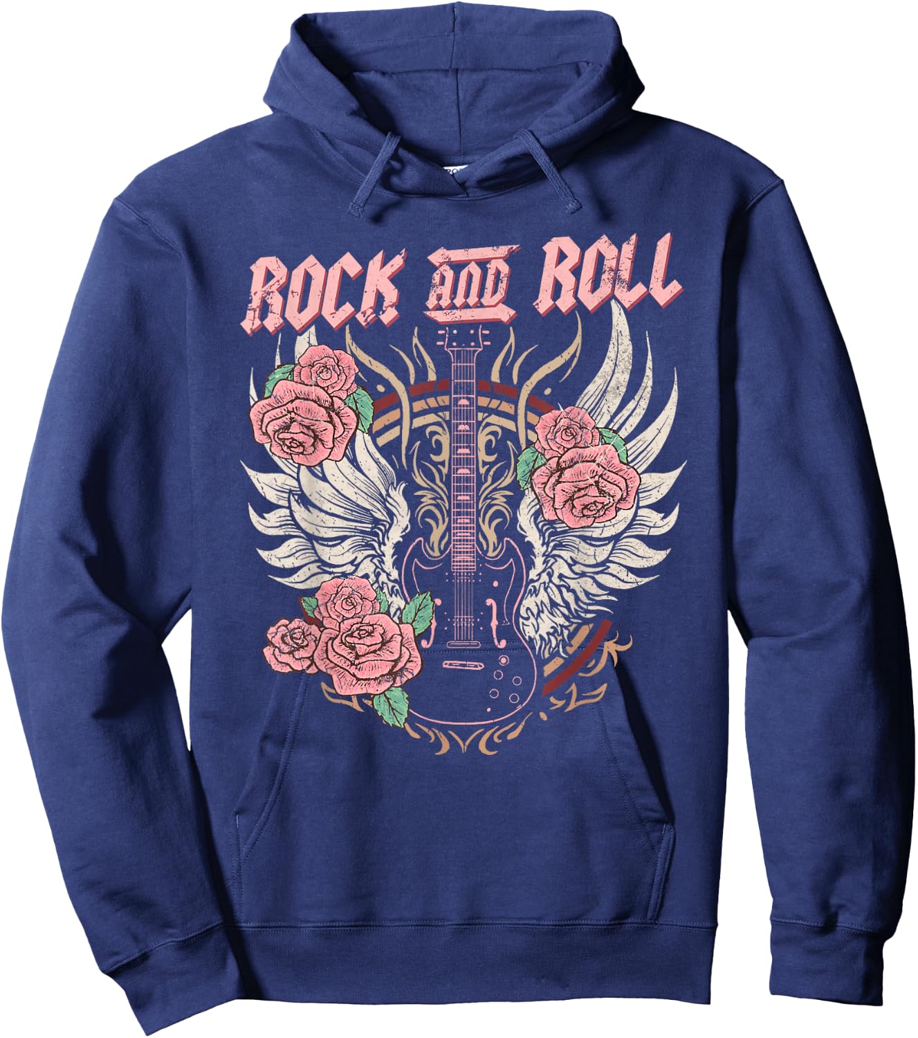 Rock and Roll Guitar Vintage ROCK women Music Hoodie - Hoodie | Navy