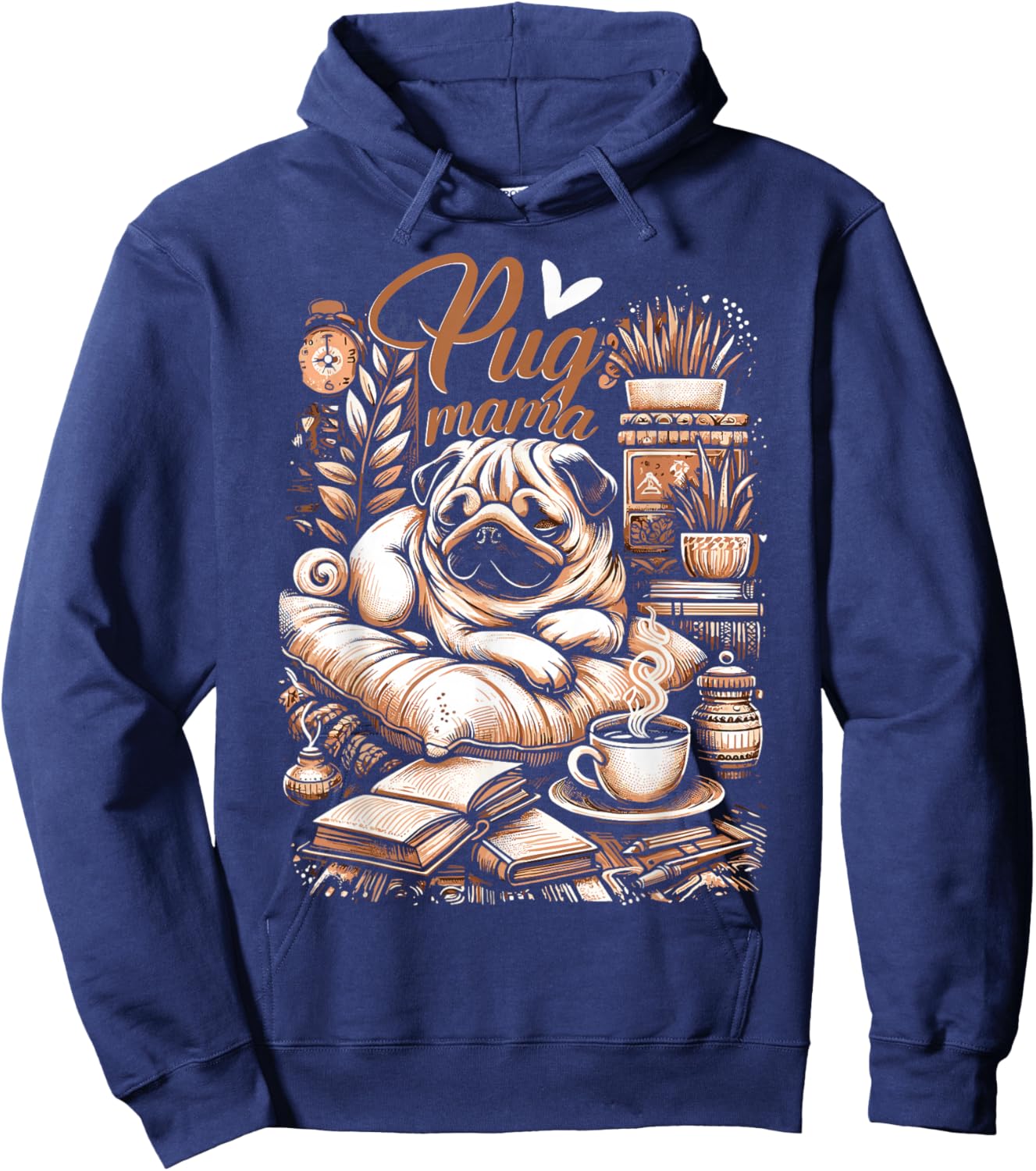 Pug Mama Pug Mom Puppy Hoodie - Hoodie | Navy