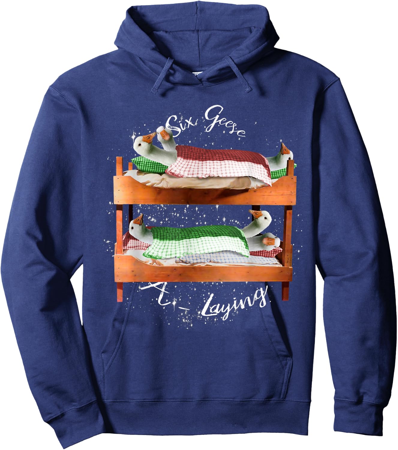 6 Six Geese A Laying, 12 Twelve Days Christmas Hoodie - Hoodie | Navy