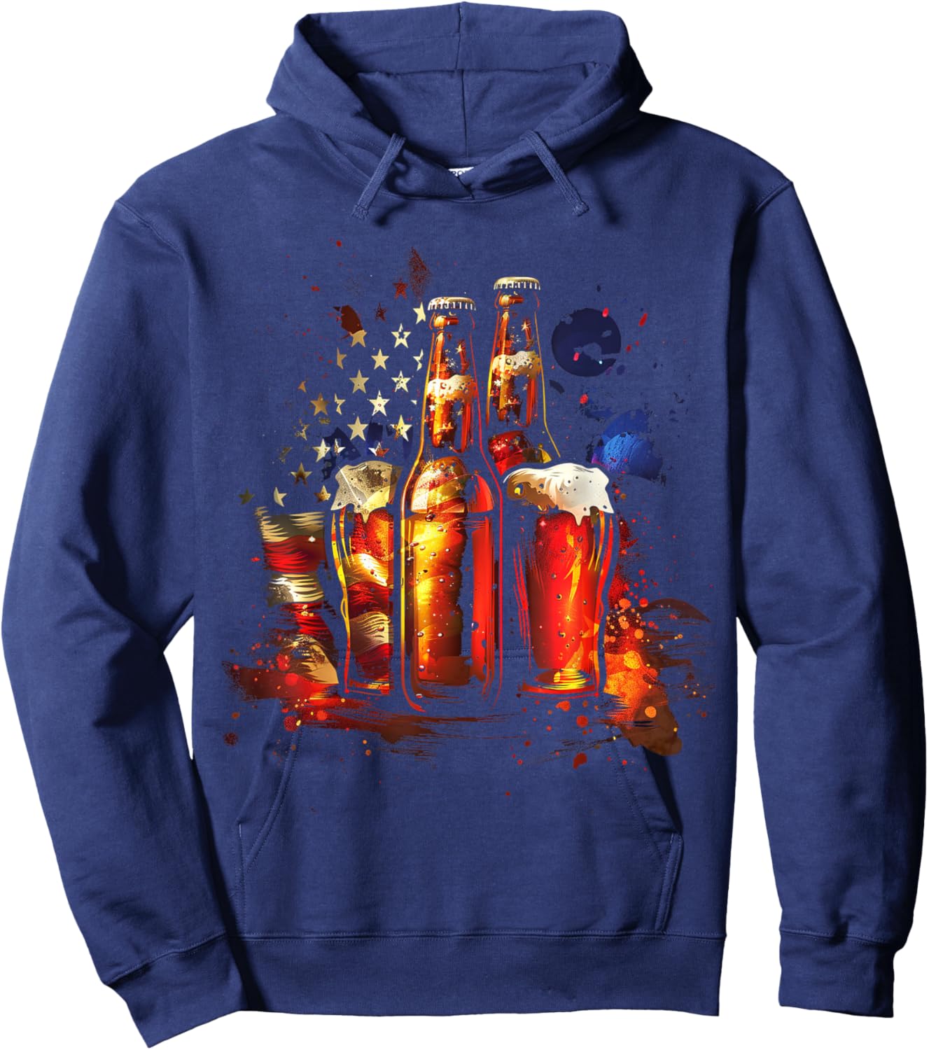 American Flag Beer Hoodie - Hoodie | Navy