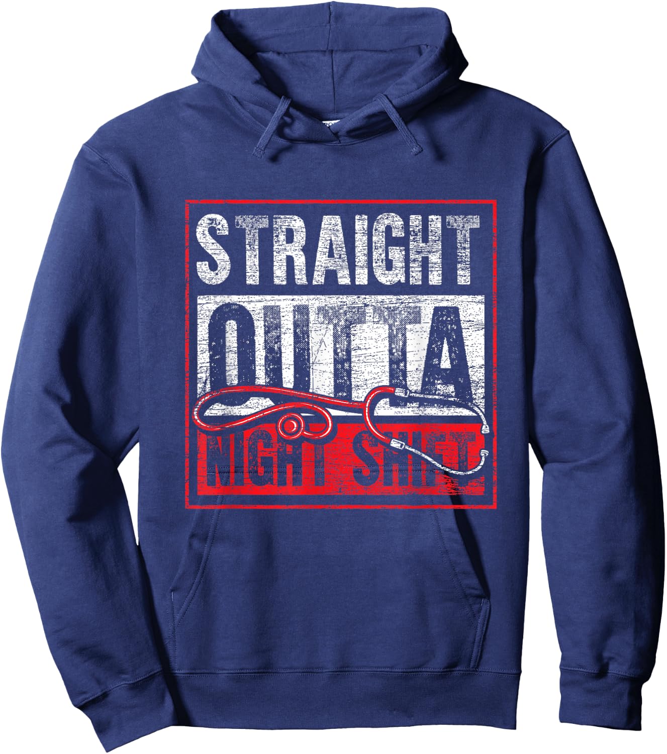 Straight Out of the Night Shift Funny Nurse Hoodie - Hoodie | Navy