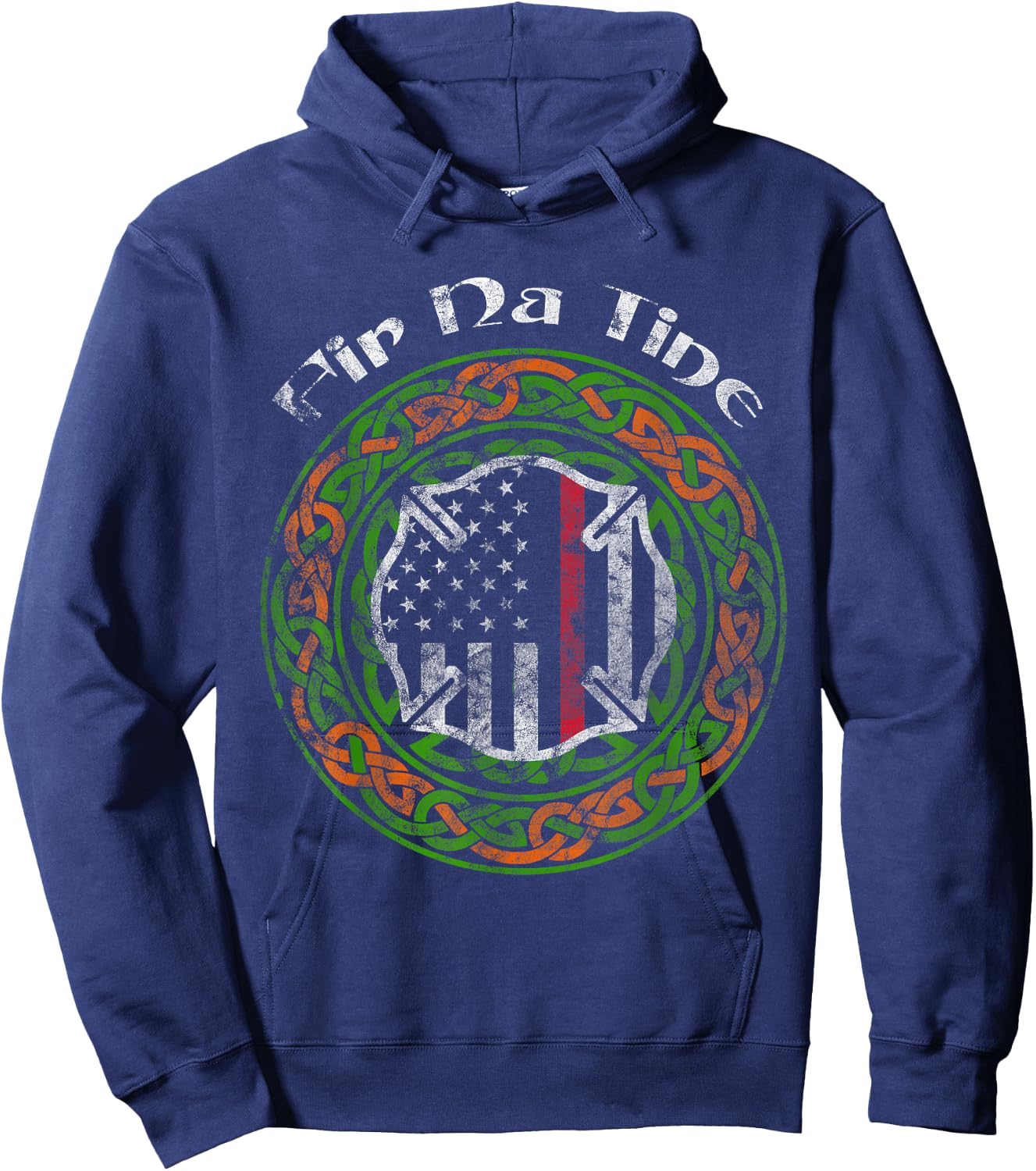Thin Red Line Fir Na Tine Irish Firefighter Hoodie - Hoodie | Navy