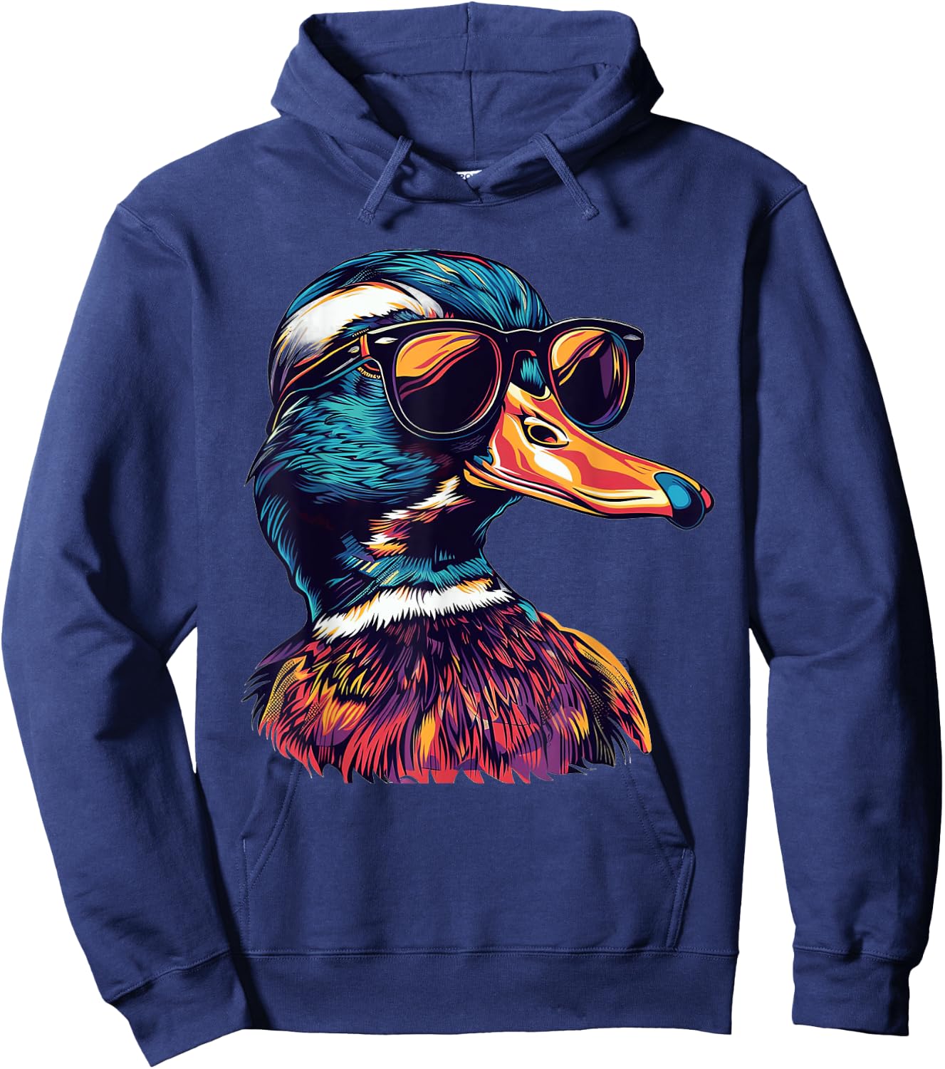 Wood Duck With Sunglasses Hoodie - Hoodie | Navy