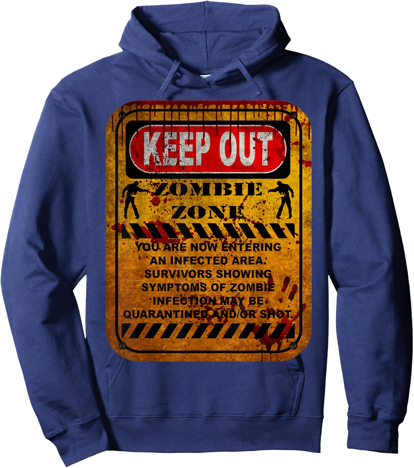 Zombie Zone Warning Sign Hoodie - Hoodie | Navy