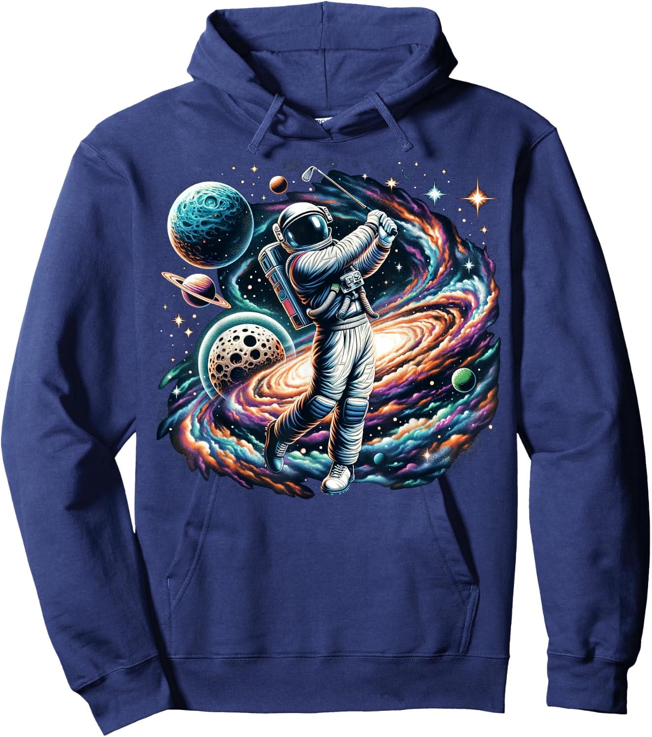 Cool Galaxy Golfer Astronaut on Golf Hoodie - Hoodie | Navy