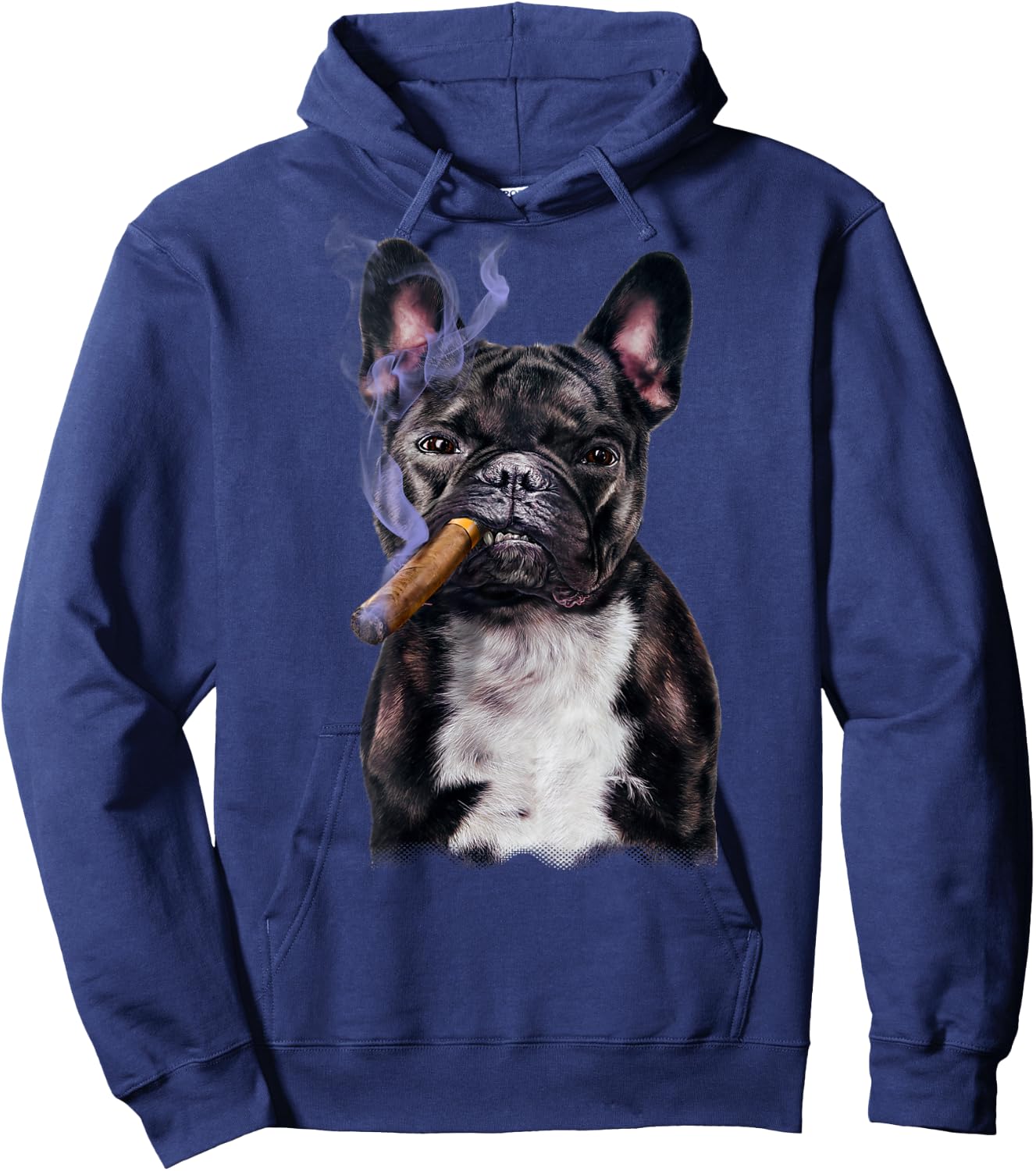 French Bull Dog with Cigar Women Hoodie - Hoodie | Navy