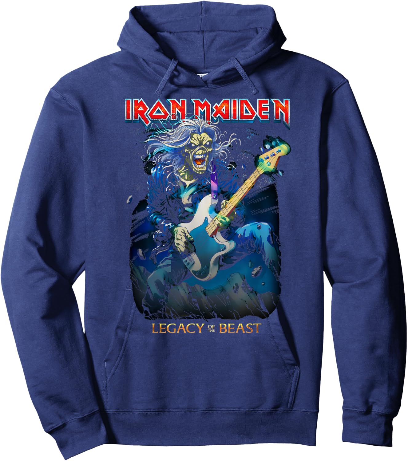 Iron Maiden - Eddie On Bass Small Hoodie - Hoodie | Navy