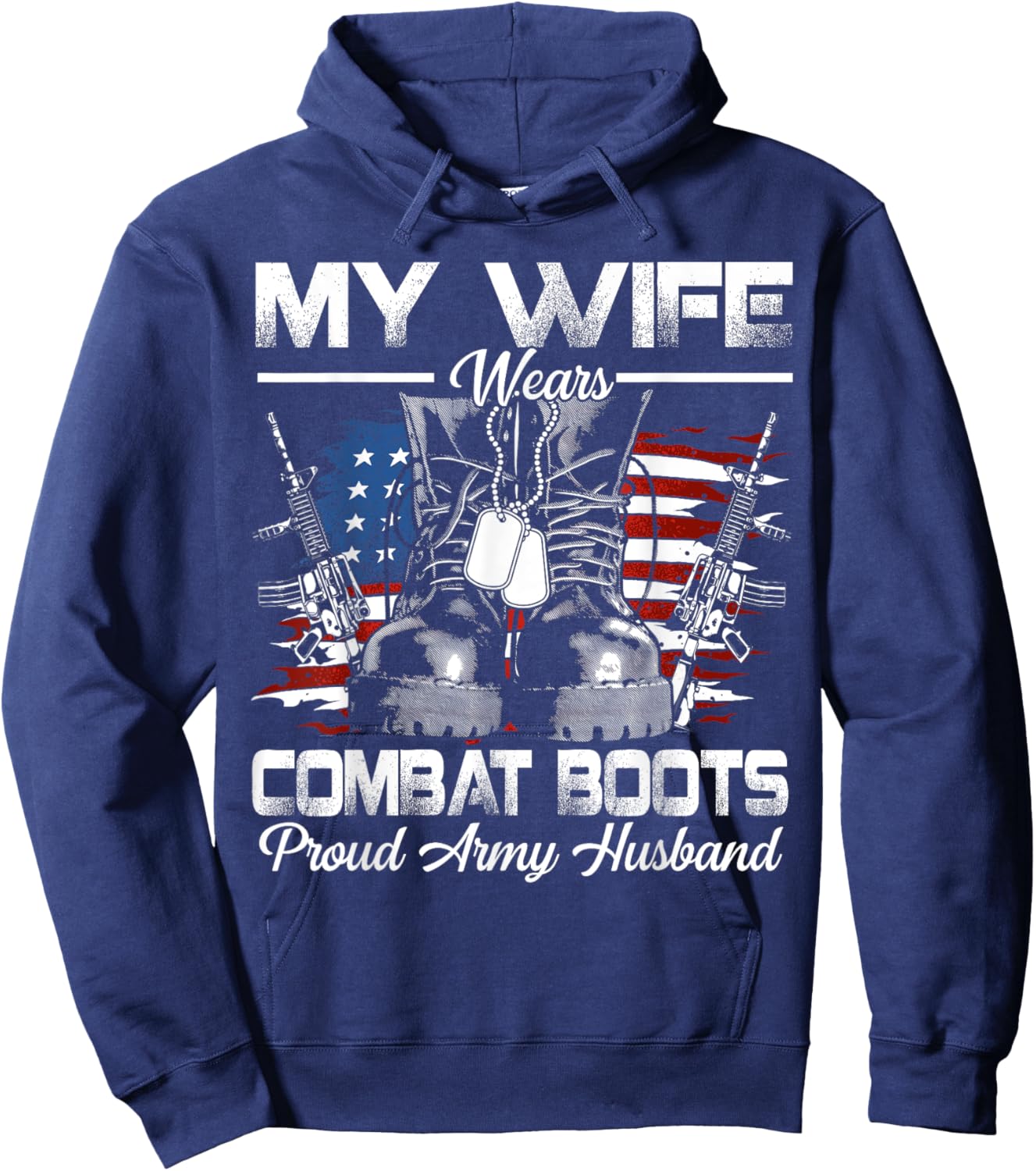 Proud Army Husband Veteran Wife Hoodie - Hoodie | Navy
