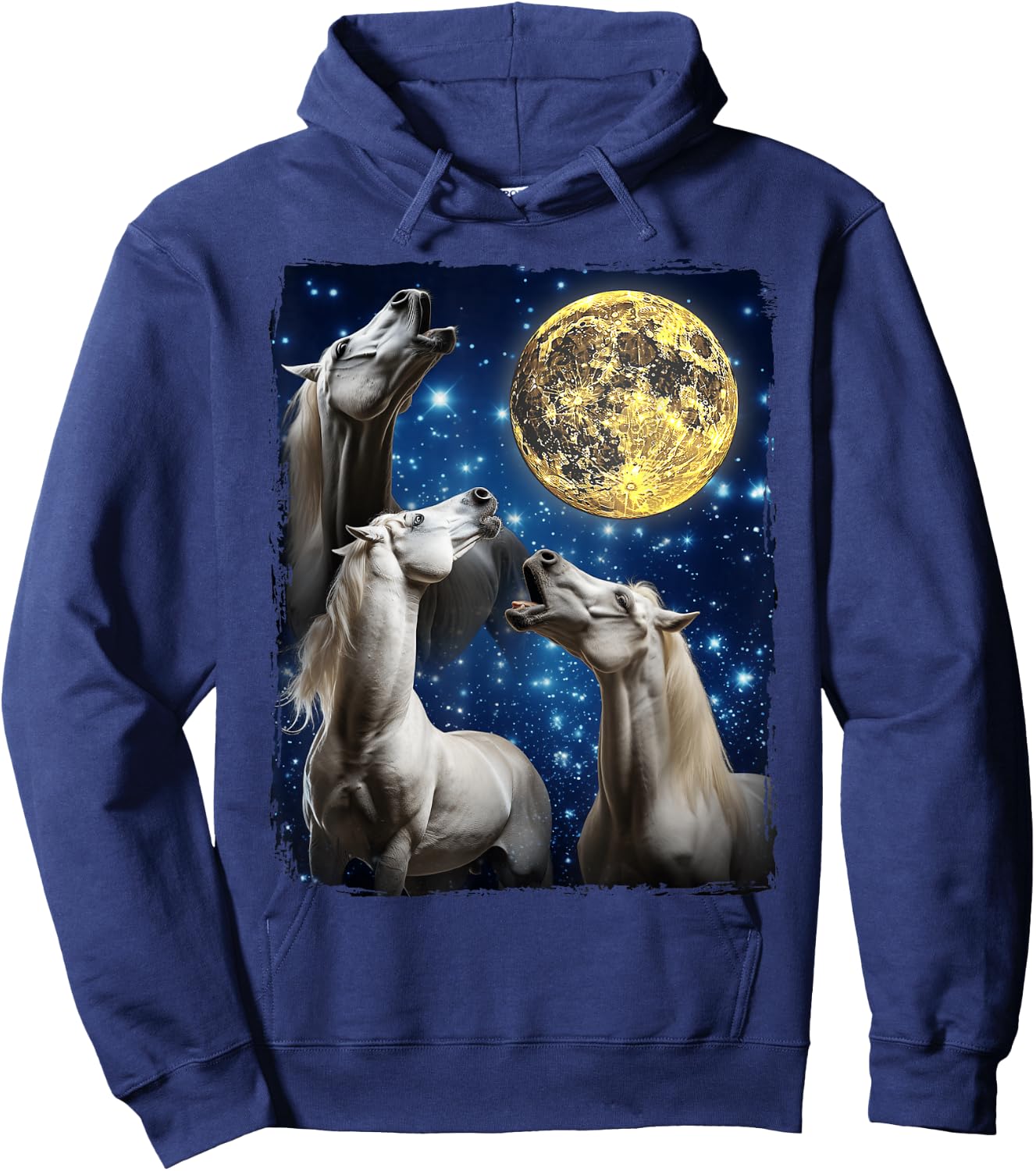 Horses Howling At The Moon Hoodie - Hoodie | Navy