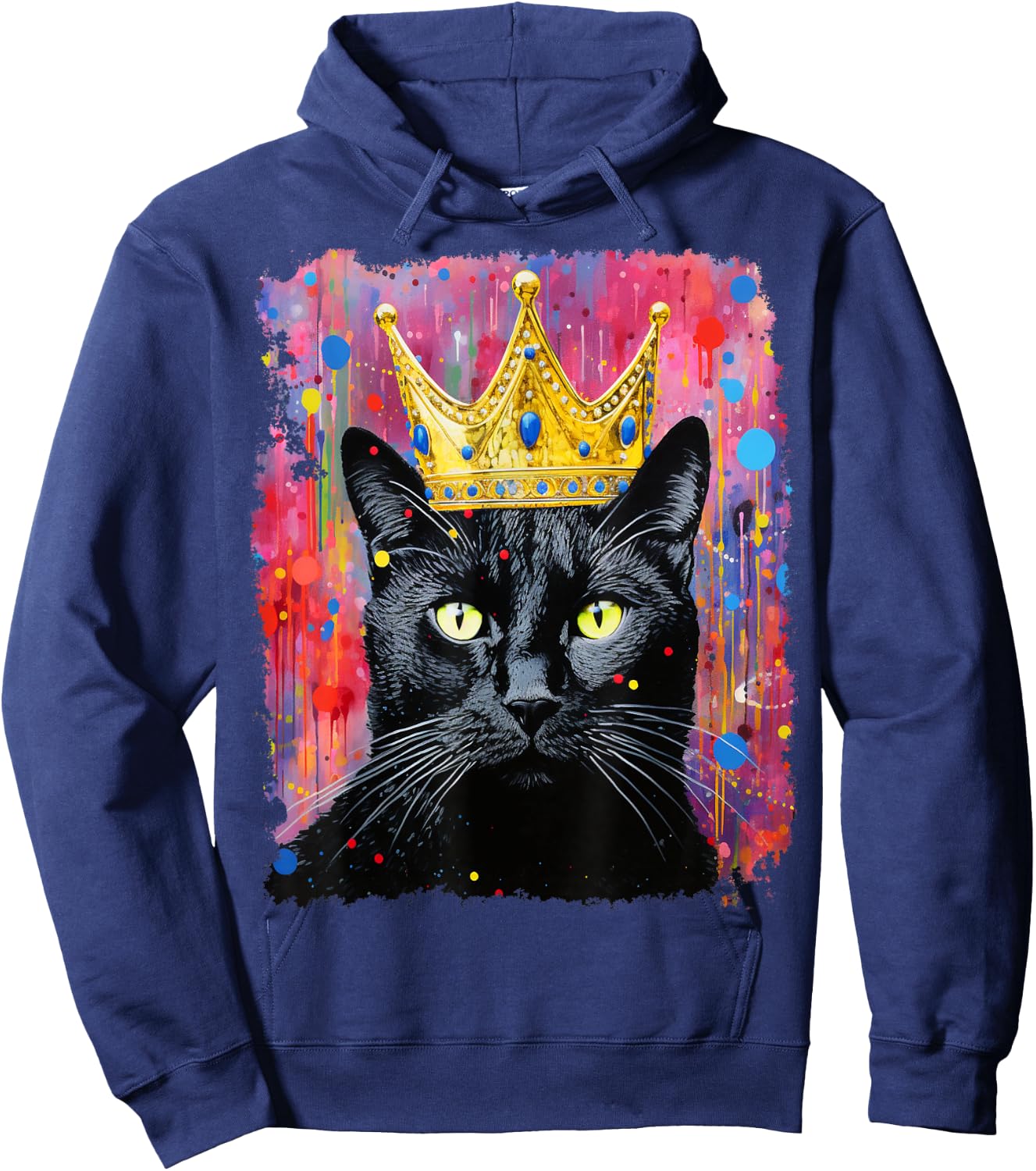 King Queen Black Cat Hoodie - Hoodie | Navy